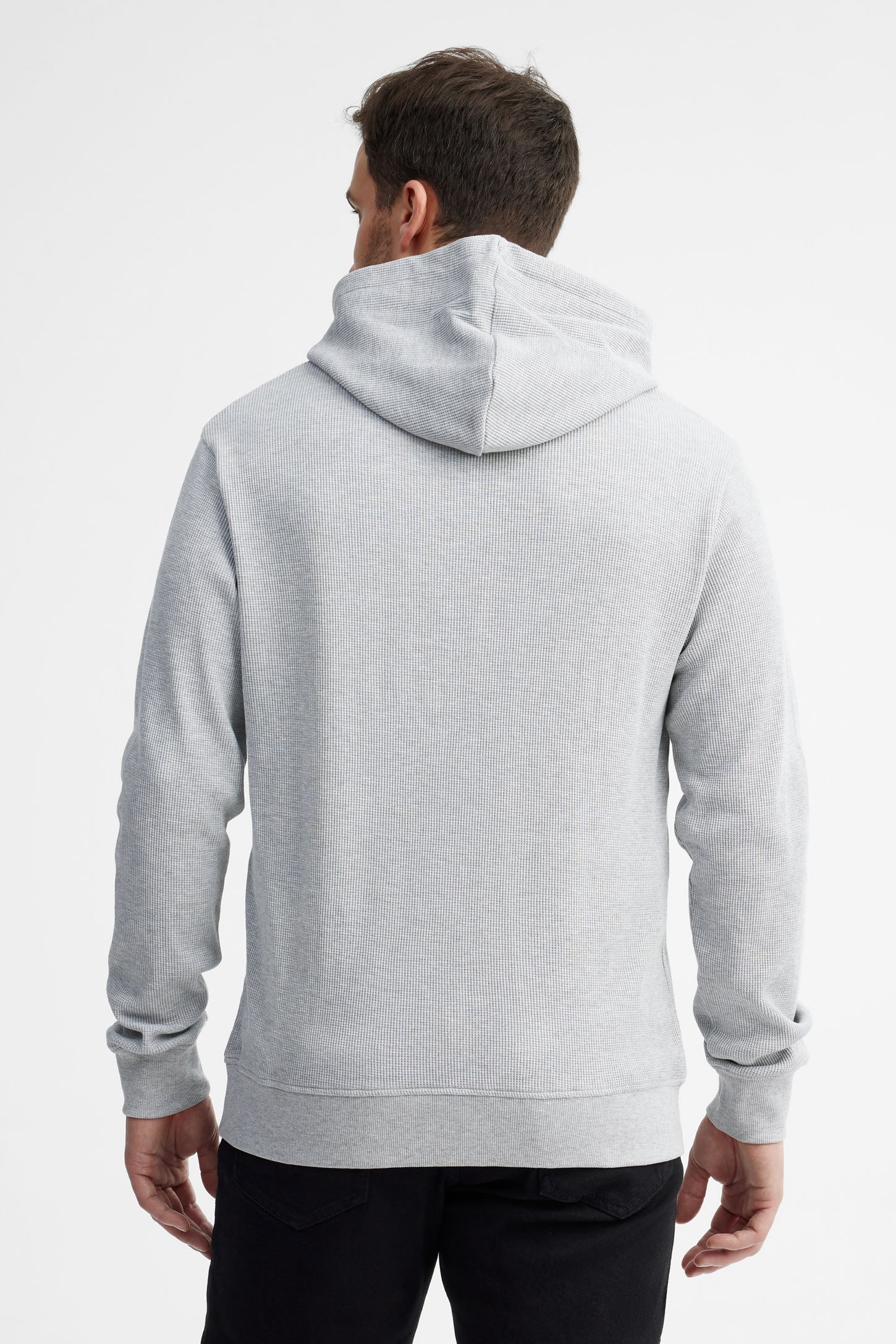 Chandail à capuchon tricot gaufré - Homme && GRIS MIXTE