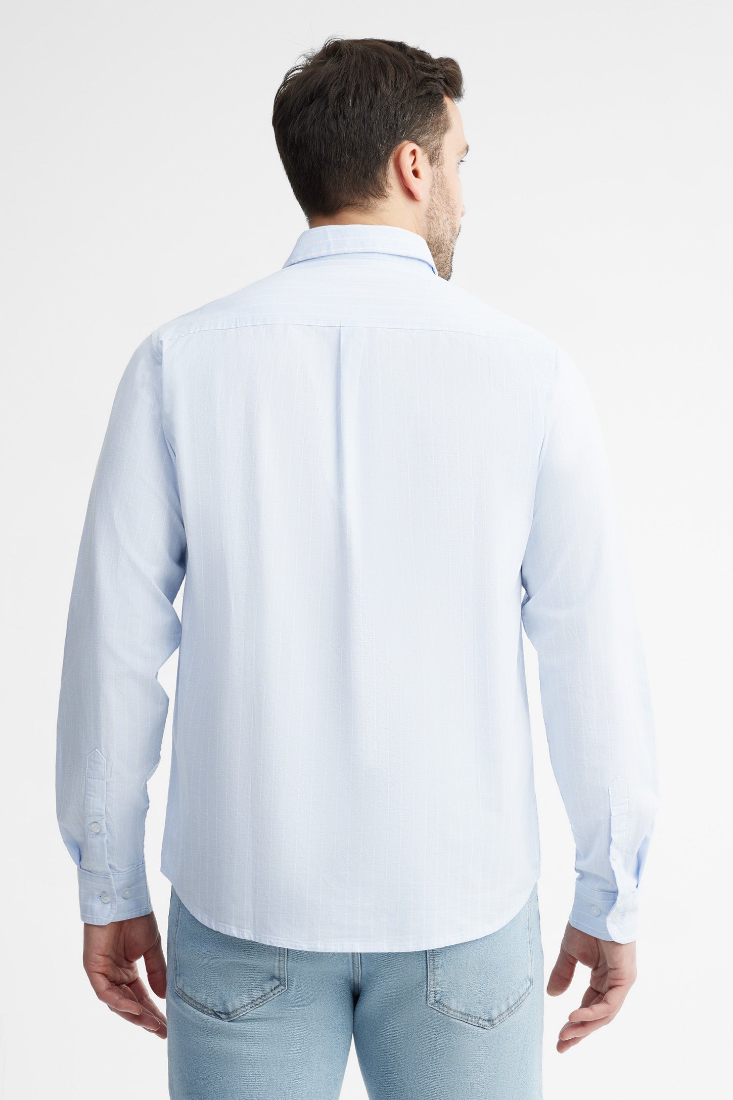 Chemise rayée coupe régulière coton - Homme && BLEU MULTI
