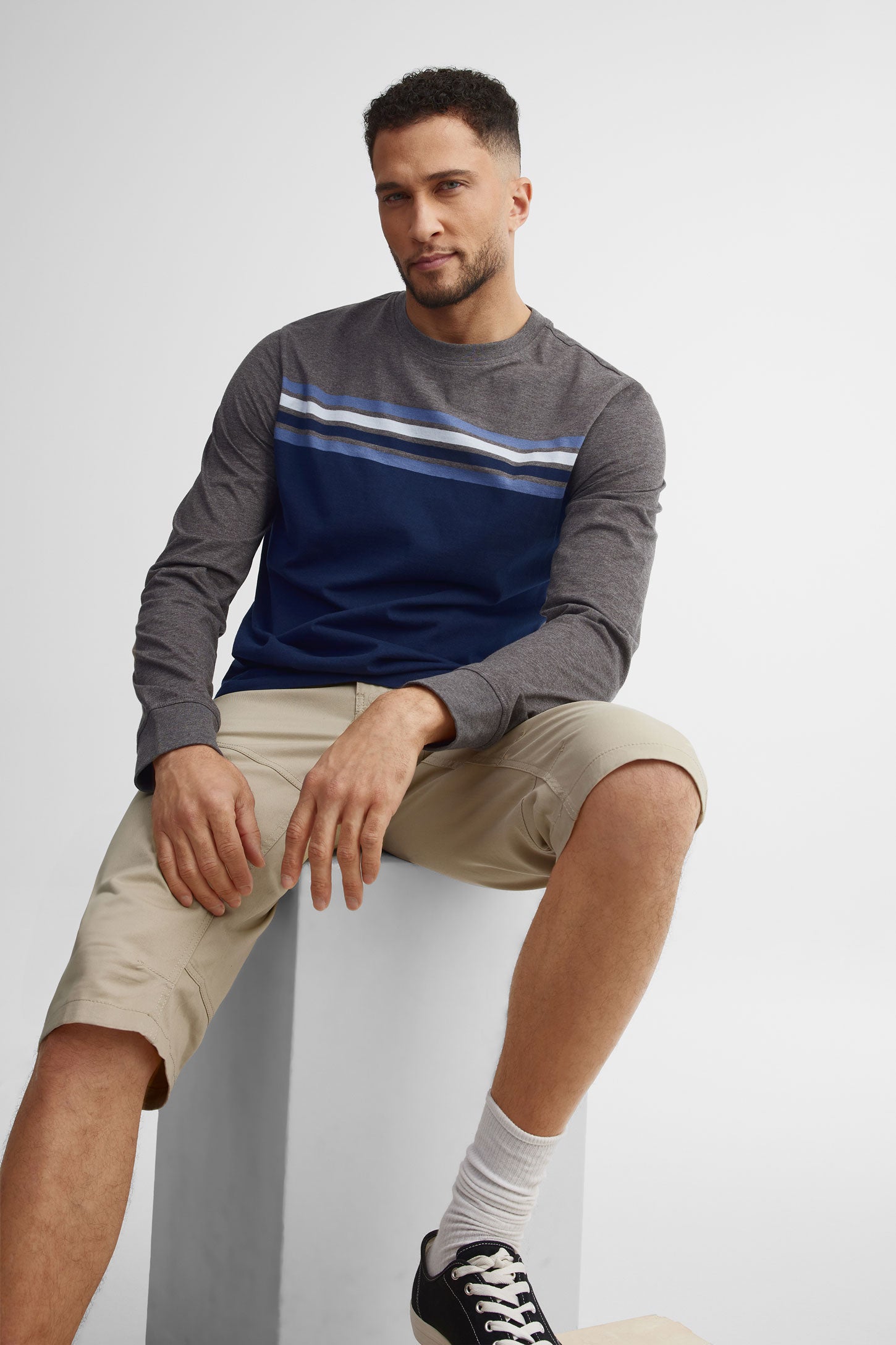 Bermuda coupe droite en twill - Homme && BEIGE