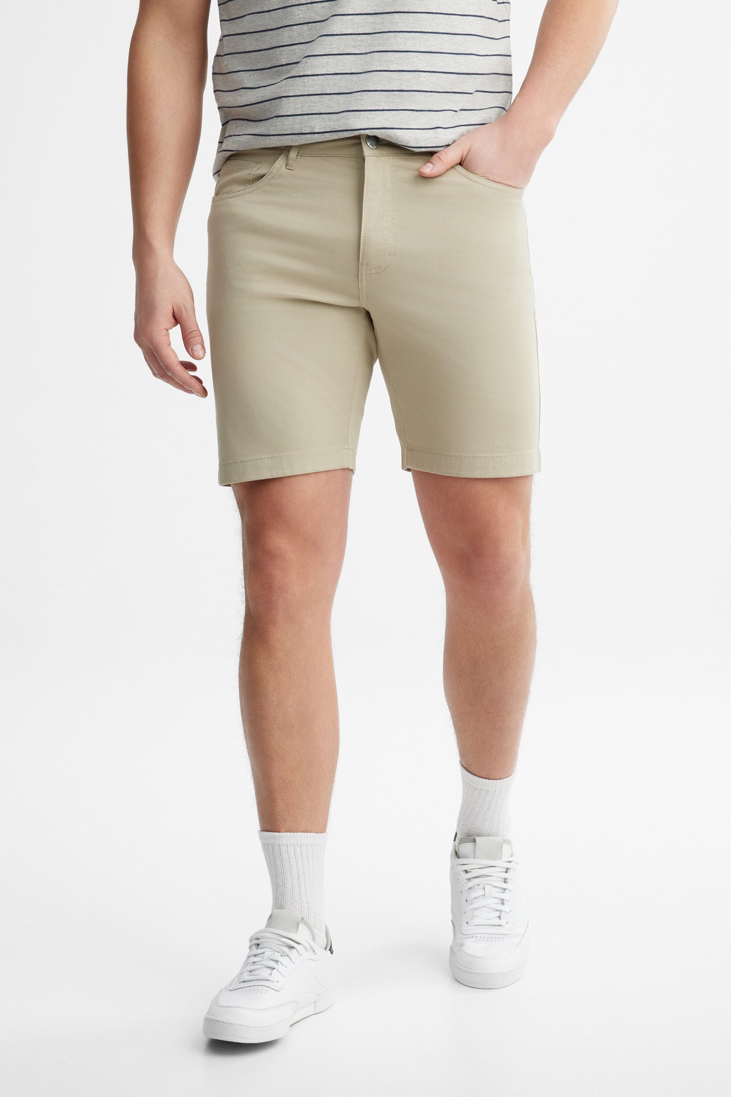 Short coupe droite en twill - Homme && BEIGE