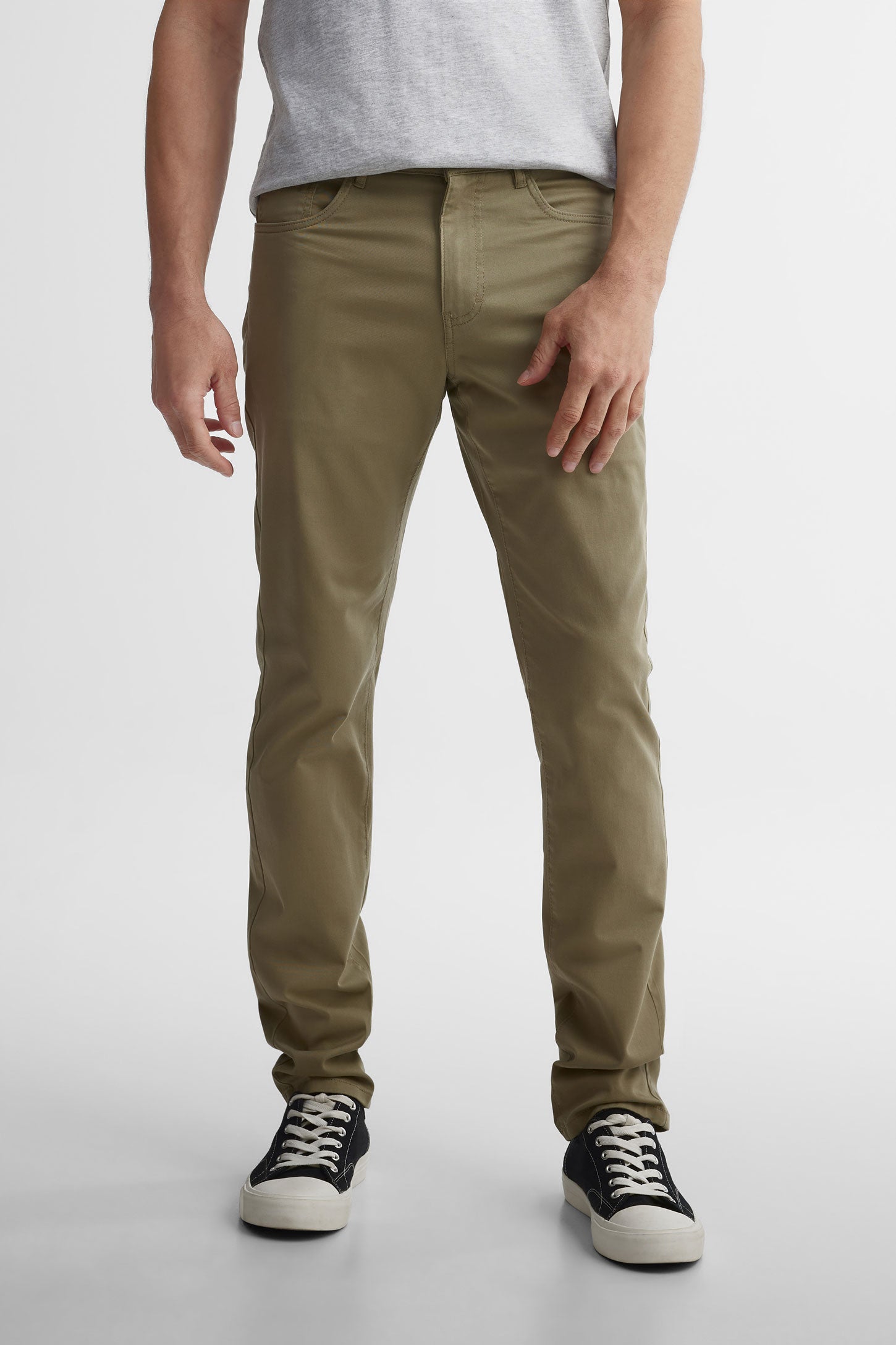 Pantalon coupe étroite en twill - Homme && BEIGE