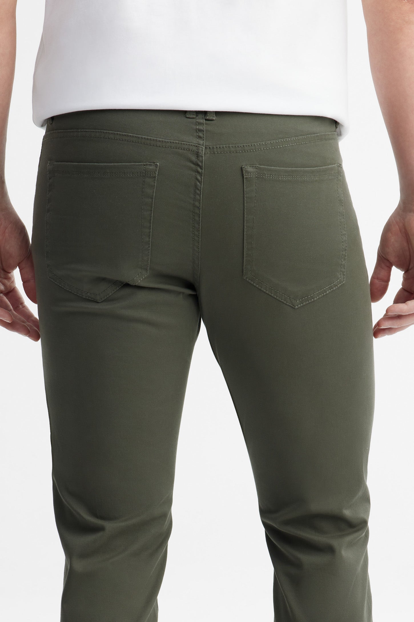 Pantalon coupe étroite en twill - Homme && OLIVE