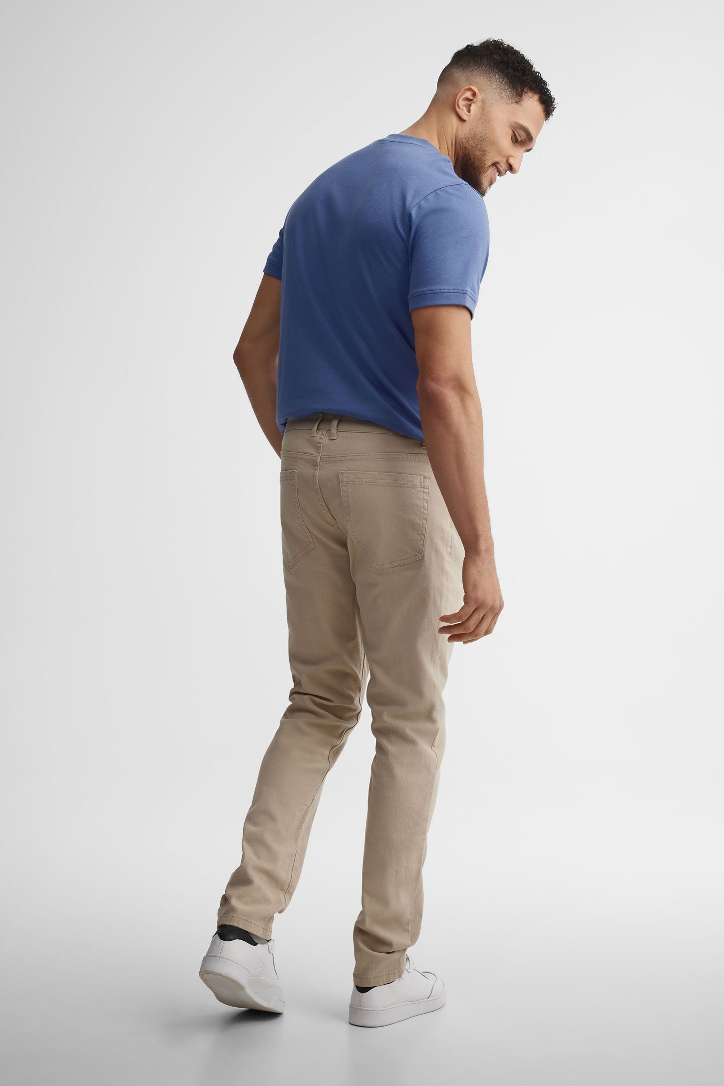 Pantalon coupe étroite en twill - Homme && BEIGE