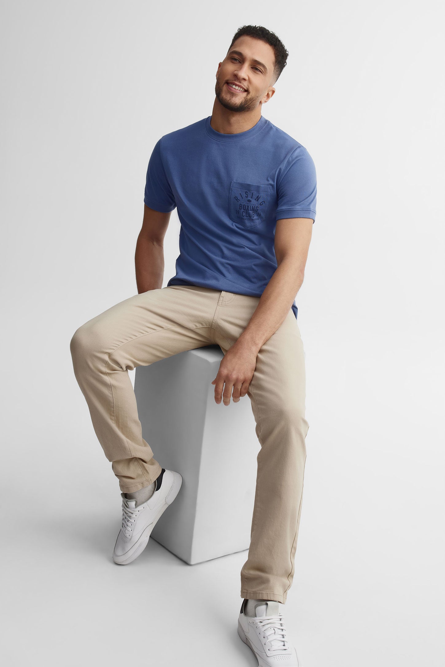Pantalon coupe étroite en twill - Homme && BEIGE