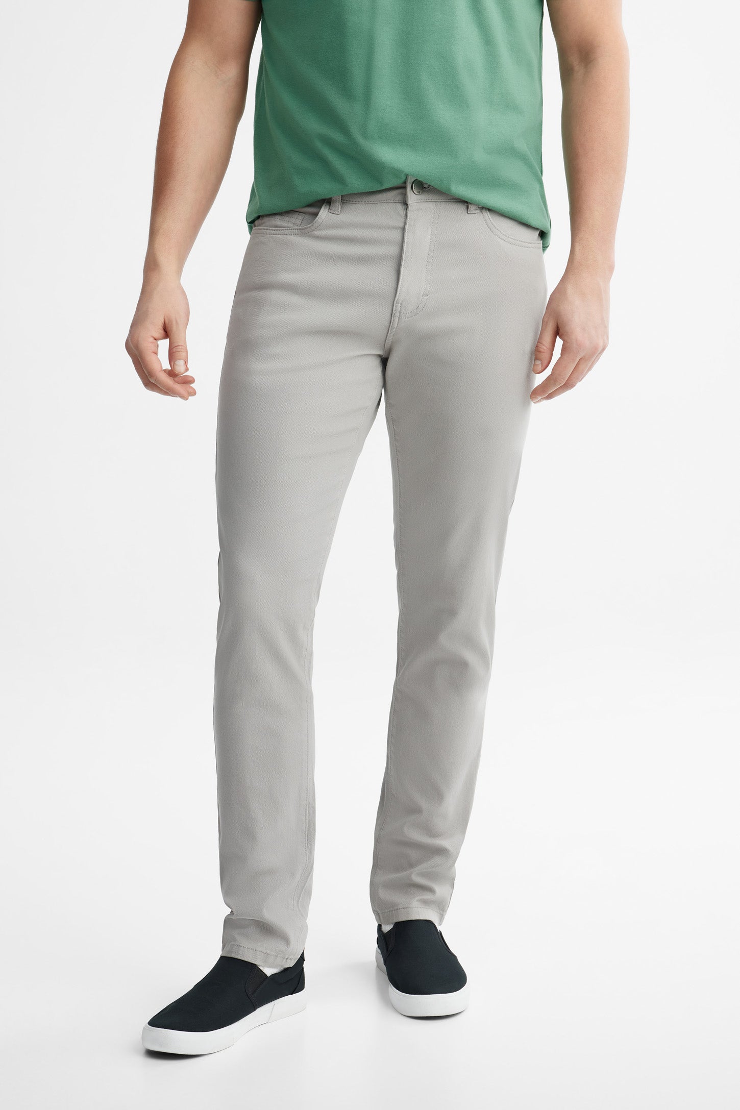 Pantalon coupe étroite en twill - Homme && GRIS