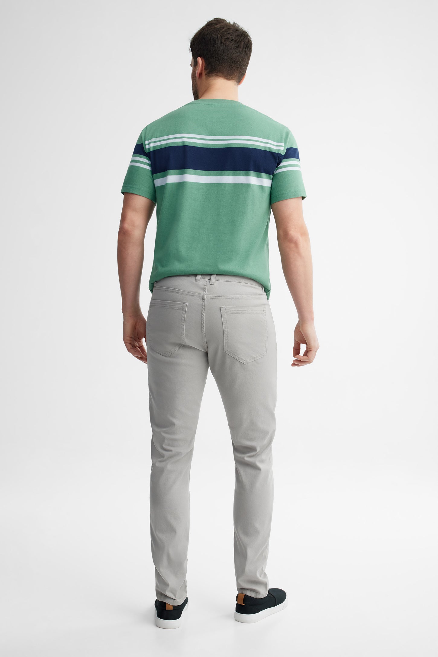 Pantalon coupe étroite en twill - Homme && GRIS