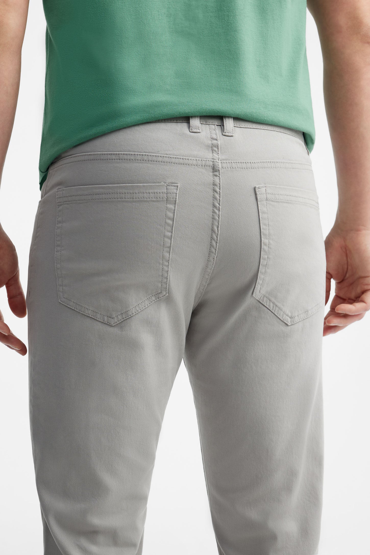 Pantalon coupe étroite en twill - Homme && GRIS