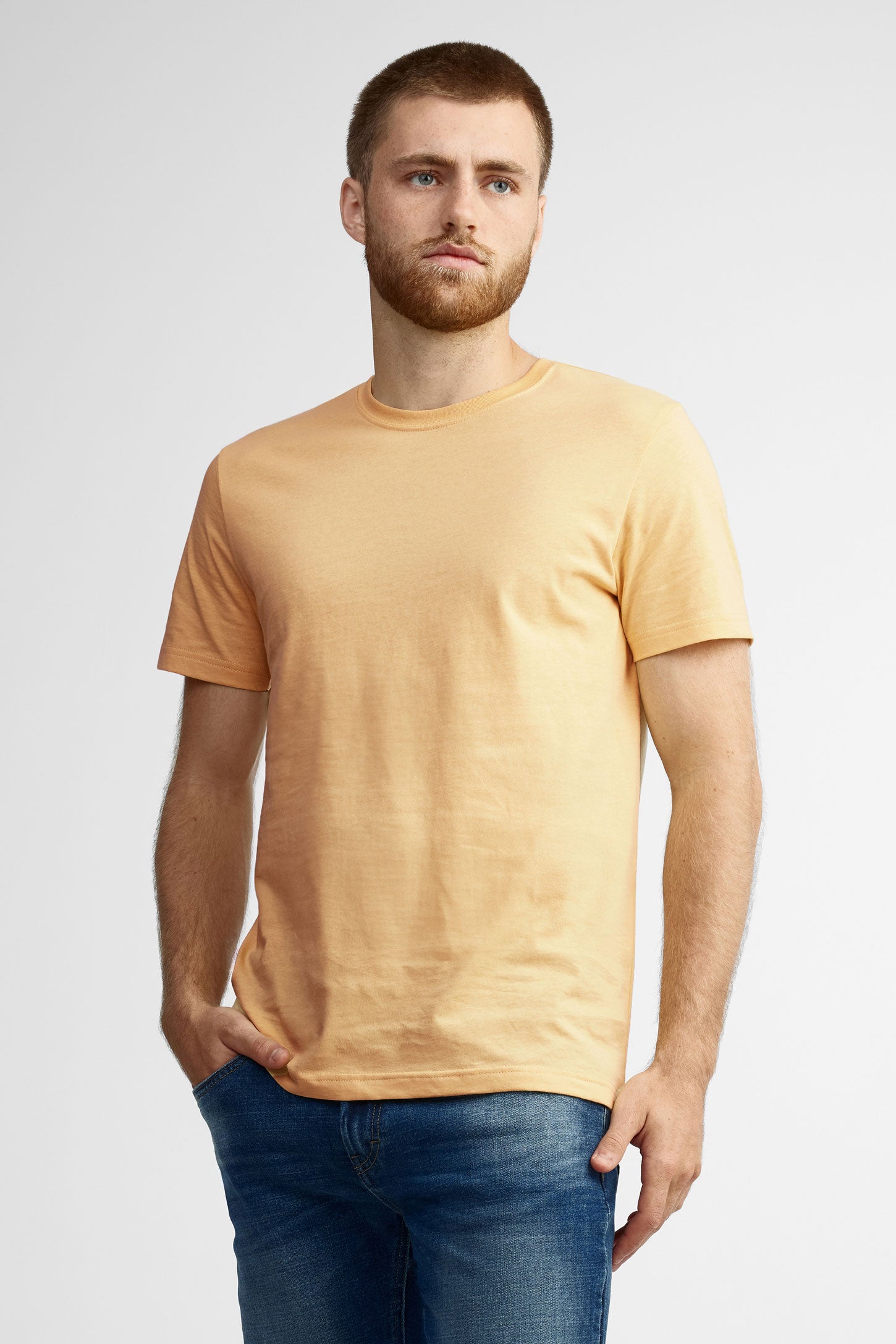 T-shirt col rond coton, 3/25$ - Homme && JAUNE