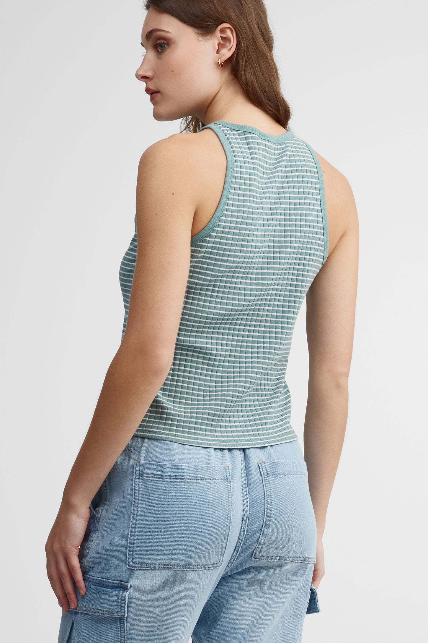 Camisole halter côtelée - Femme && TURQUOISE/MULTI