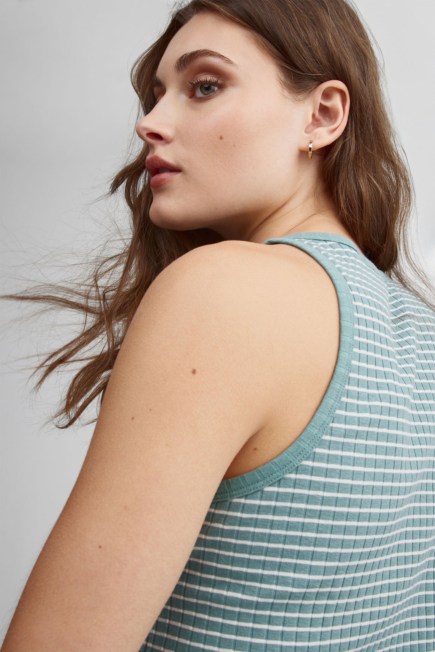 Camisole halter côtelée - Femme && TURQUOISE/MULTI