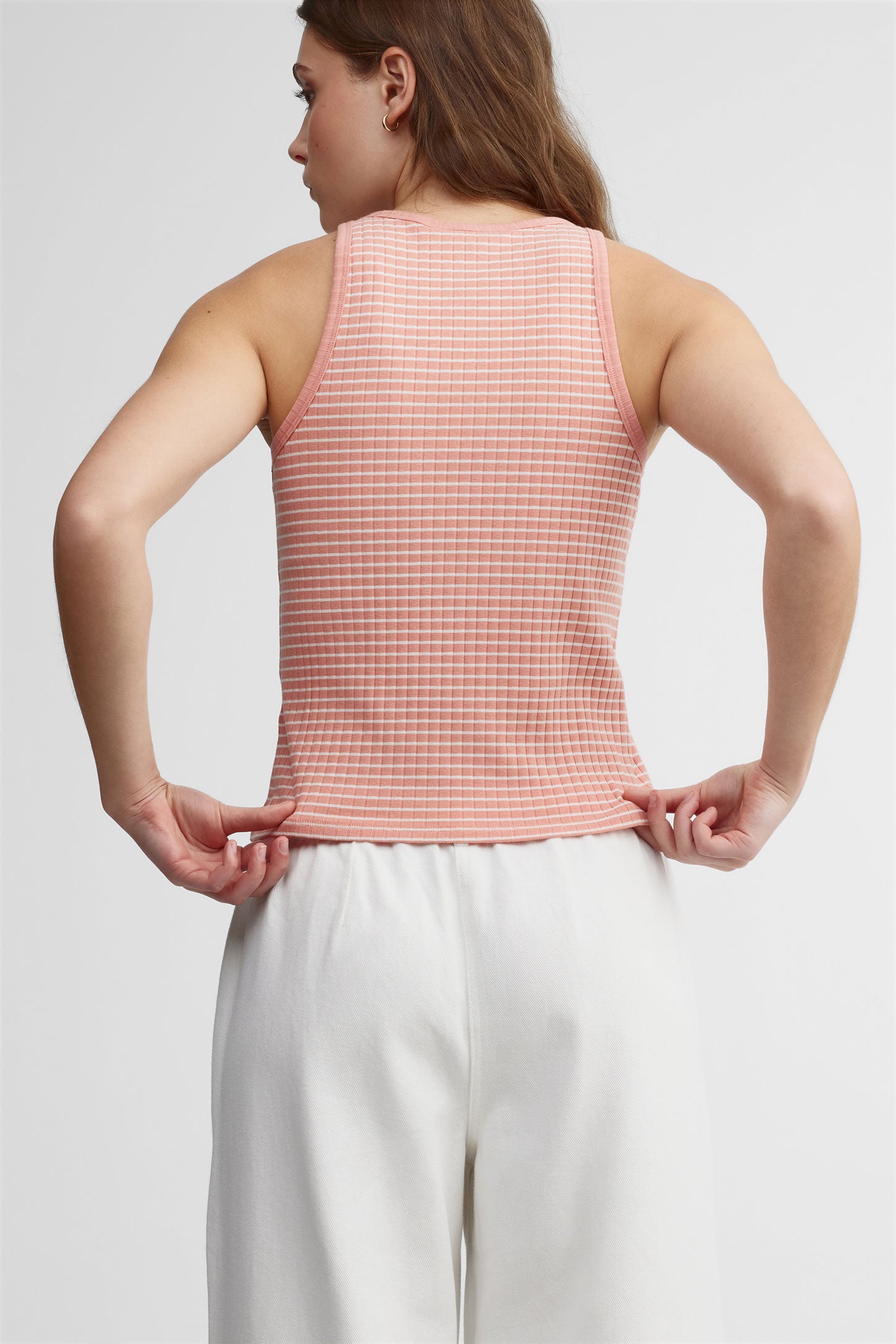 Camisole halter côtelée - Femme && CORAIL/MULTI