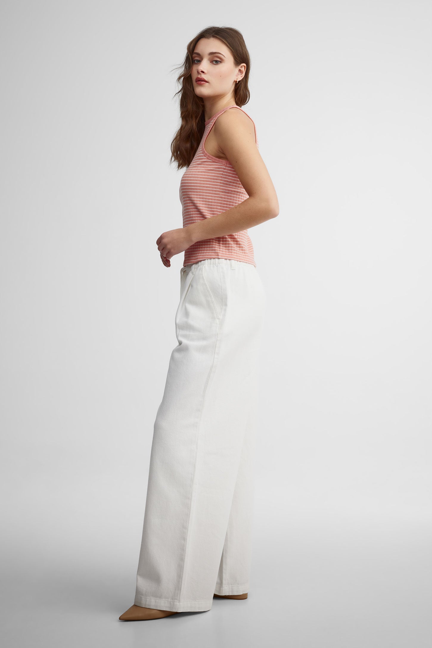 Camisole halter côtelée - Femme && CORAIL/MULTI