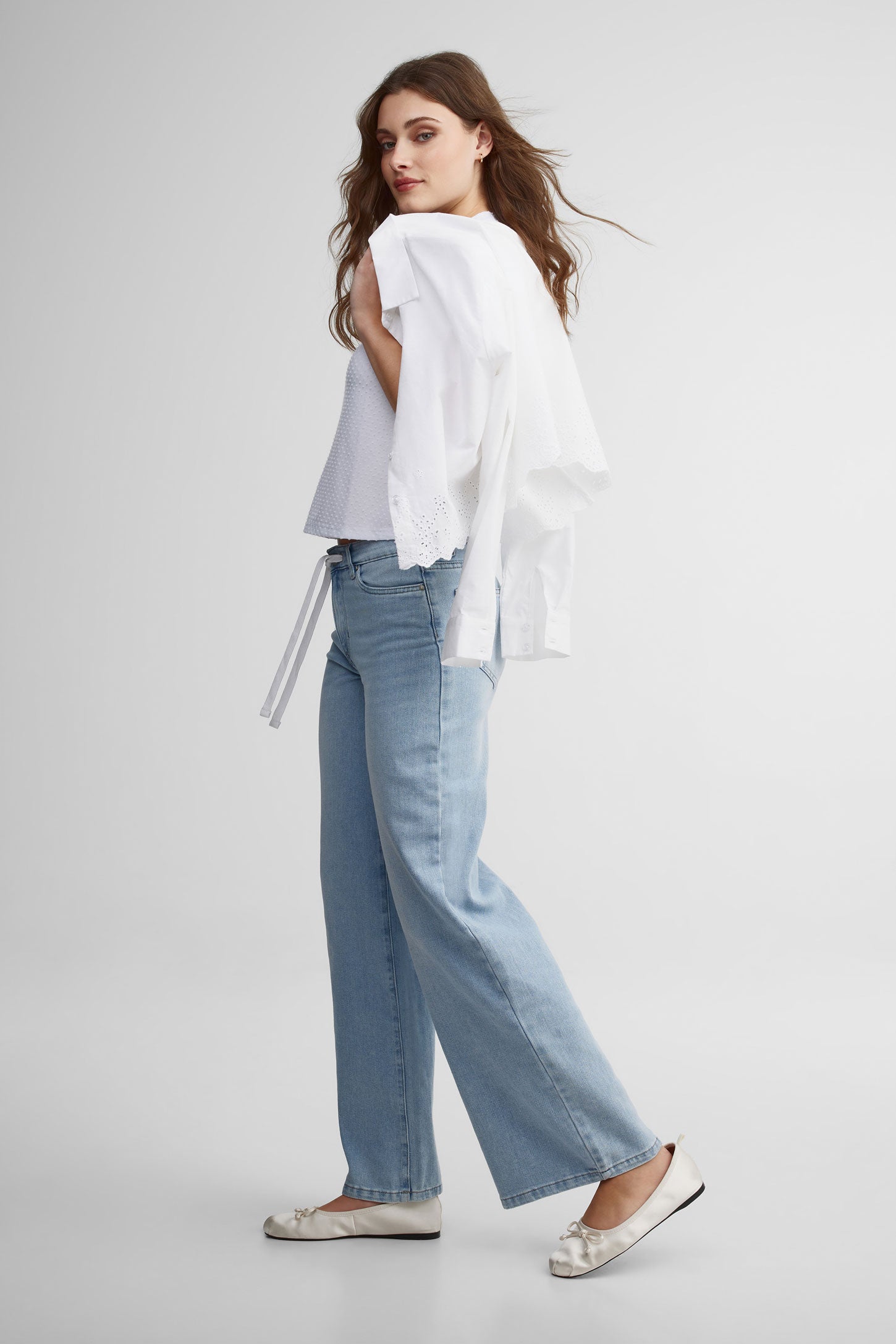 T-shirt texturé col rond - Femme && BLANC