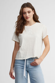 T-shirt col rond en coton - Femme && IVOIRE