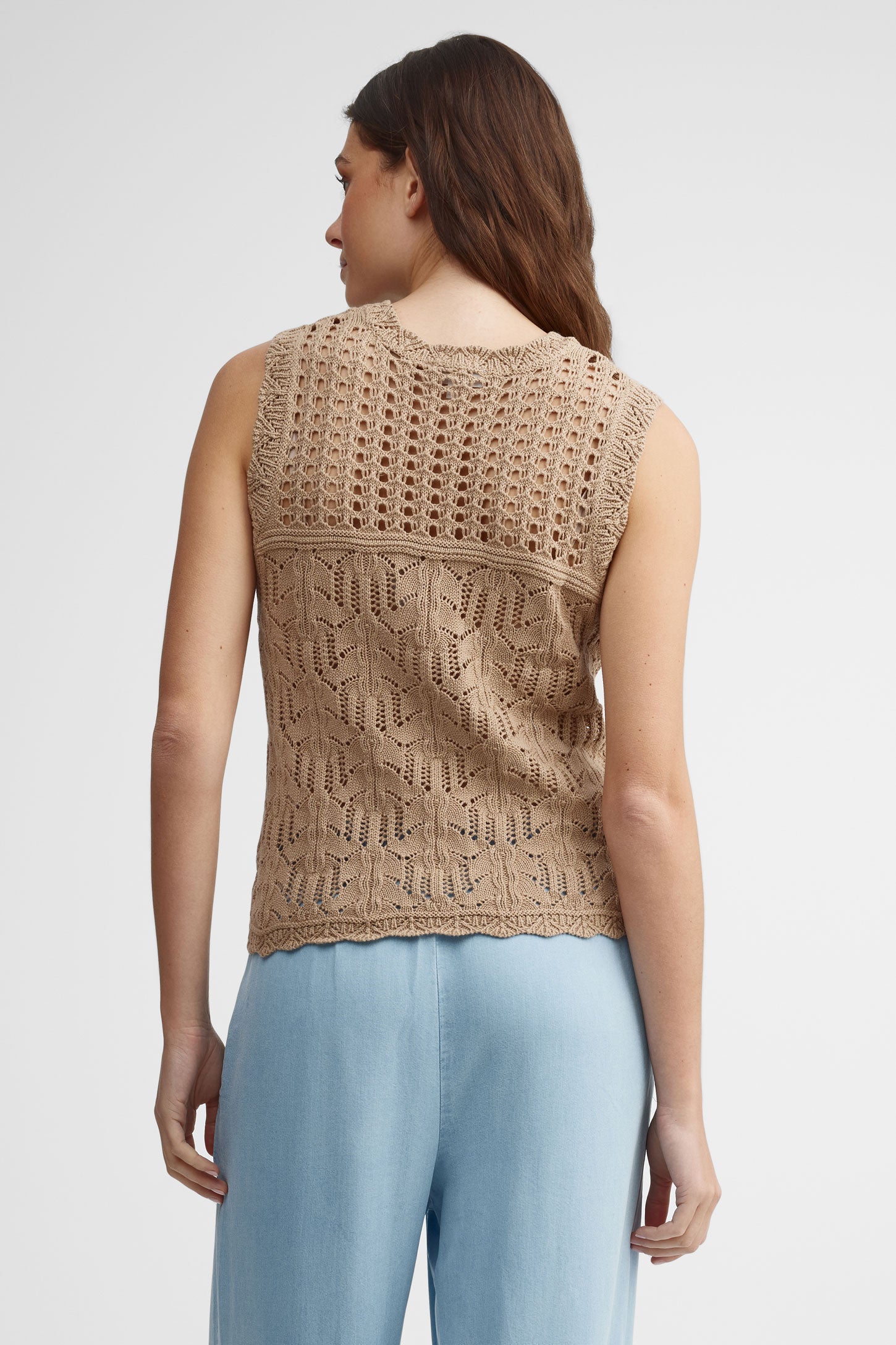 Camisole tricot ajouré - Femme && TAUPE