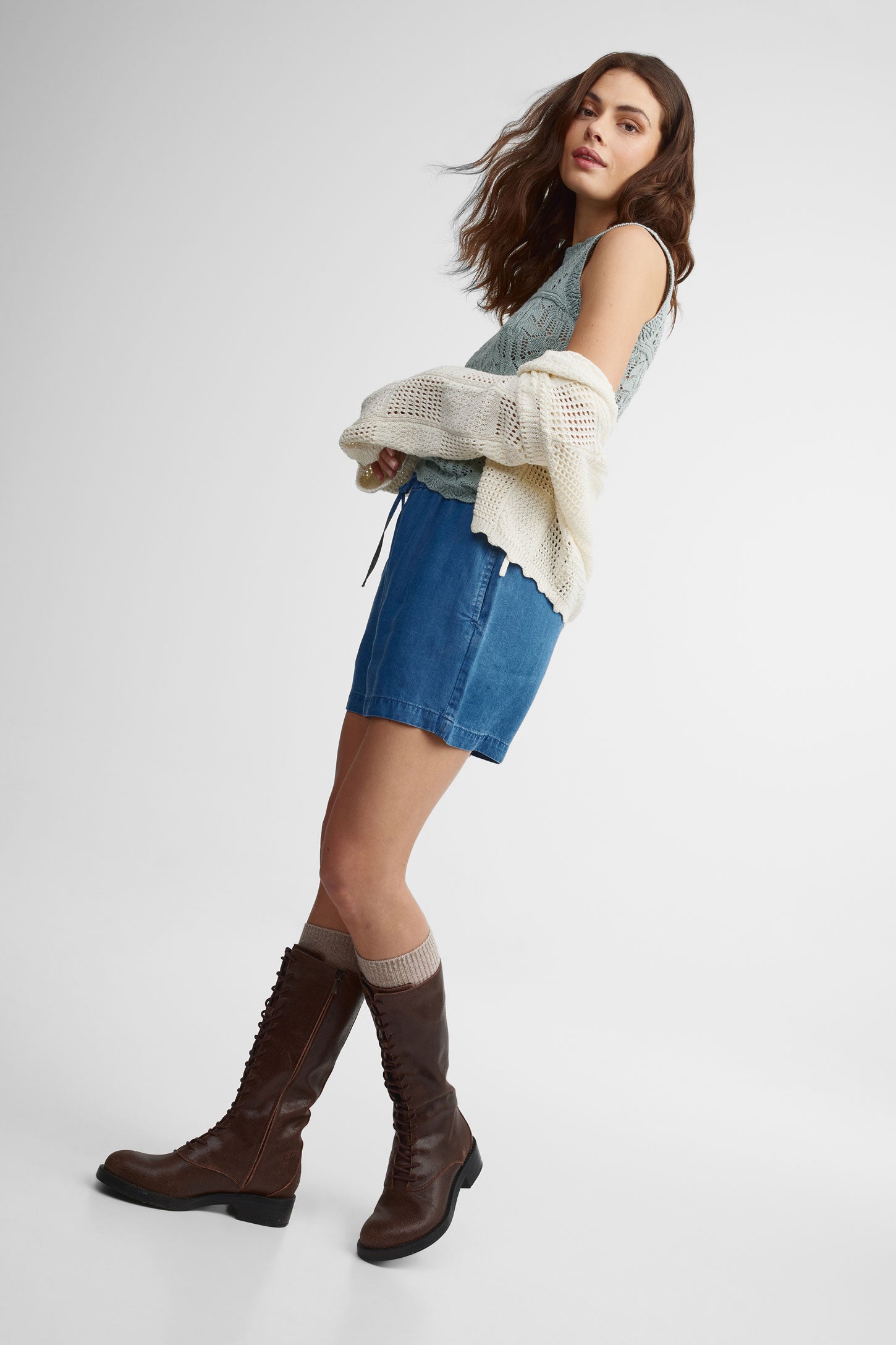 Camisole tricot ajouré - Femme && AQUA
