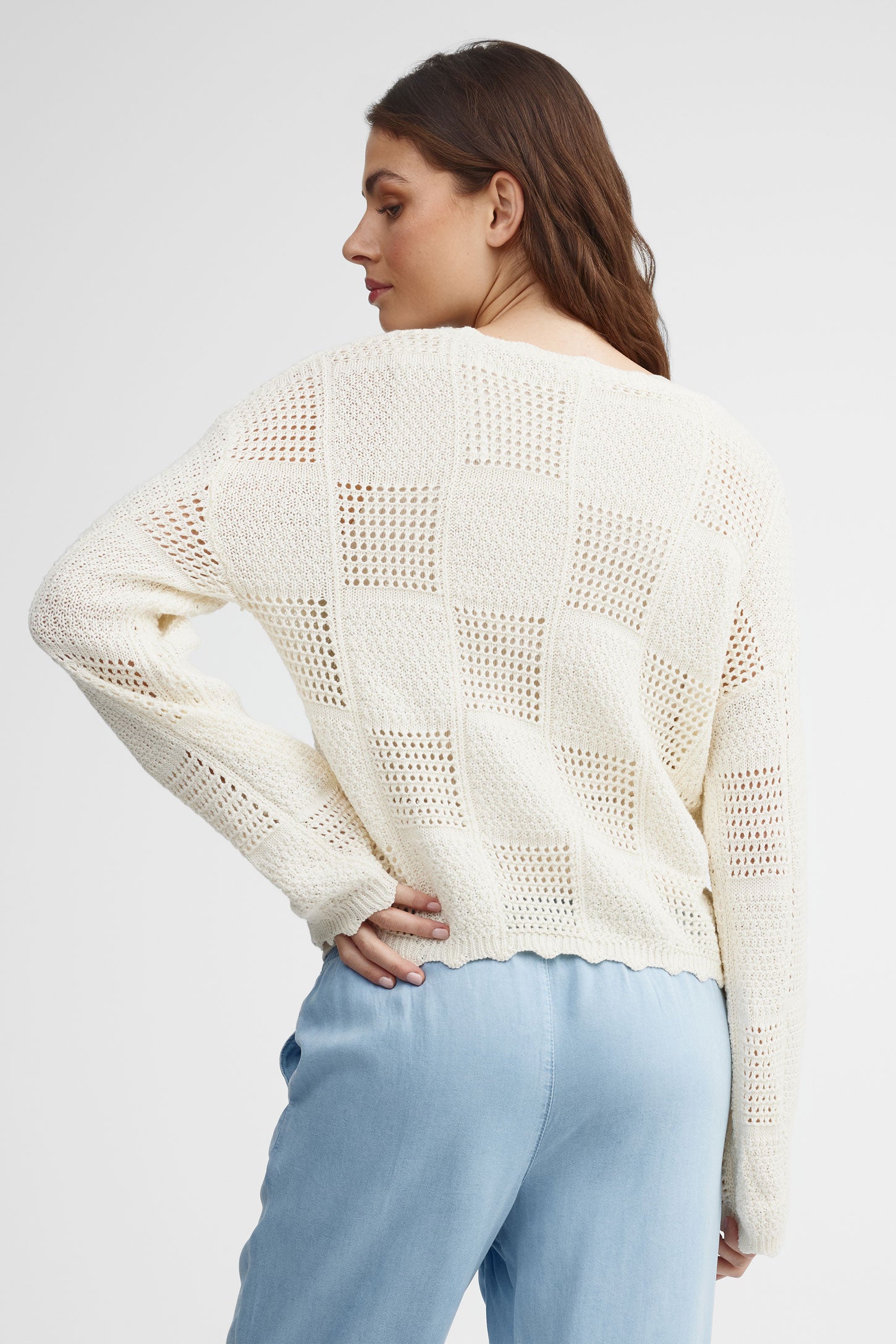 Cardigan tricot ajouré - Femme && IVOIRE