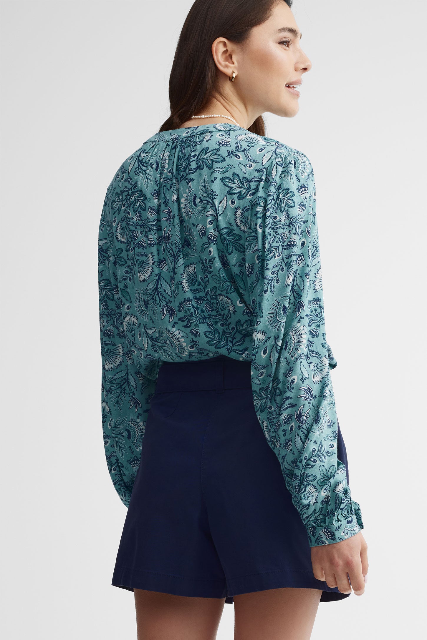 Short taille haute jambe large - Femme && BLEU MARINE