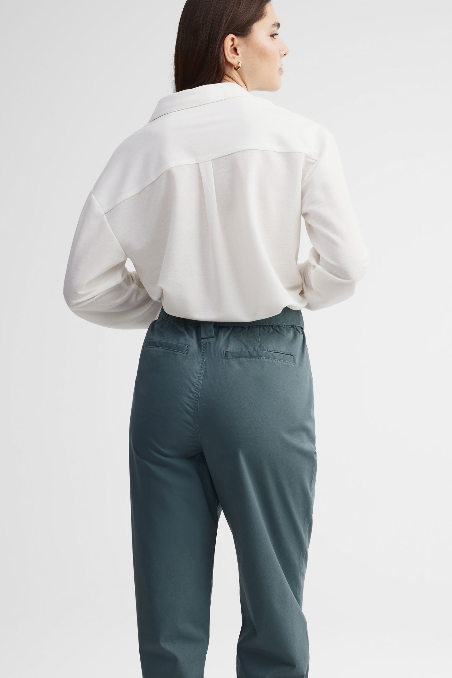 Pantalon ballon taille haute - Femme && TURQUOISE