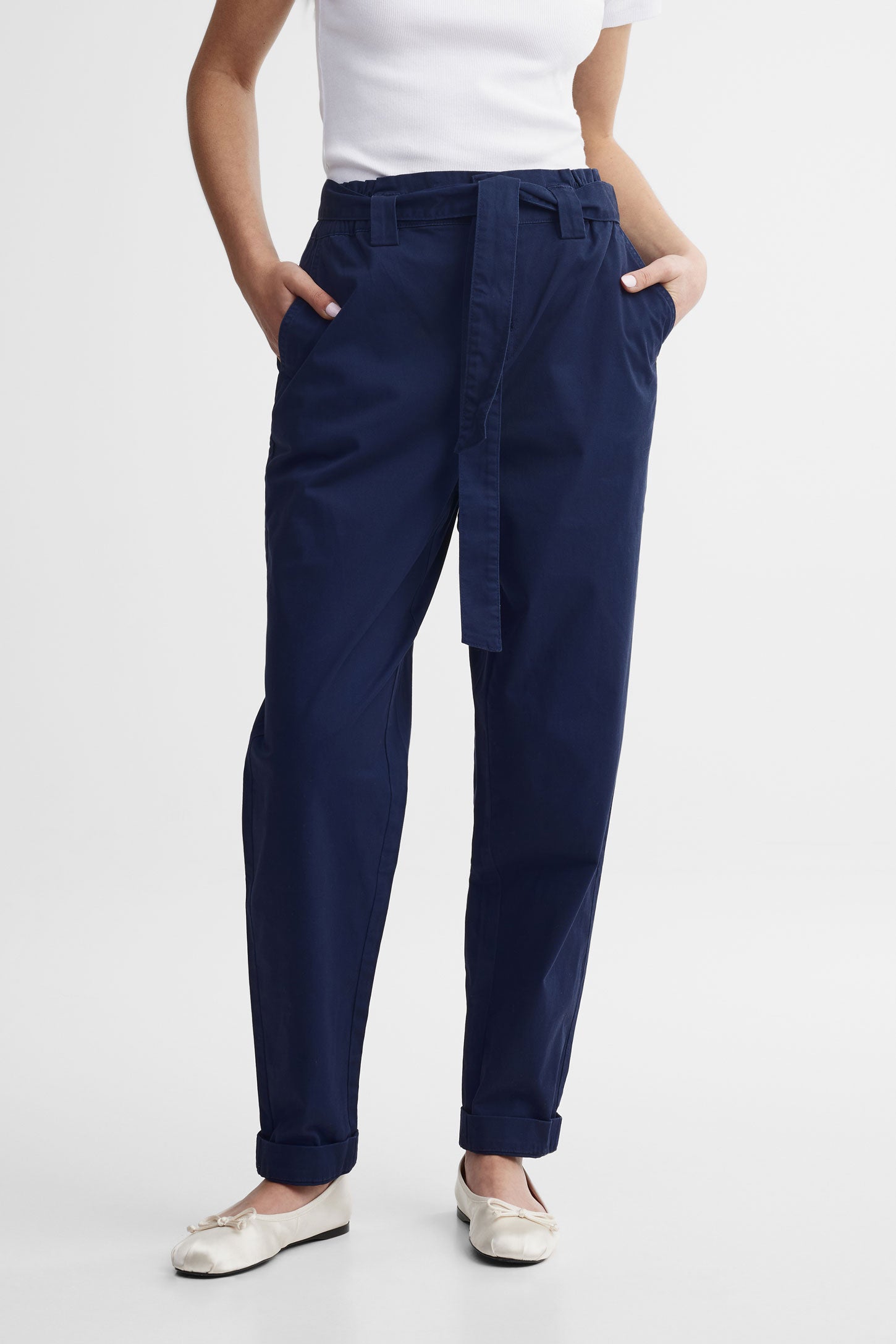 Pantalon ballon taille haute - Femme && BLEU MARINE