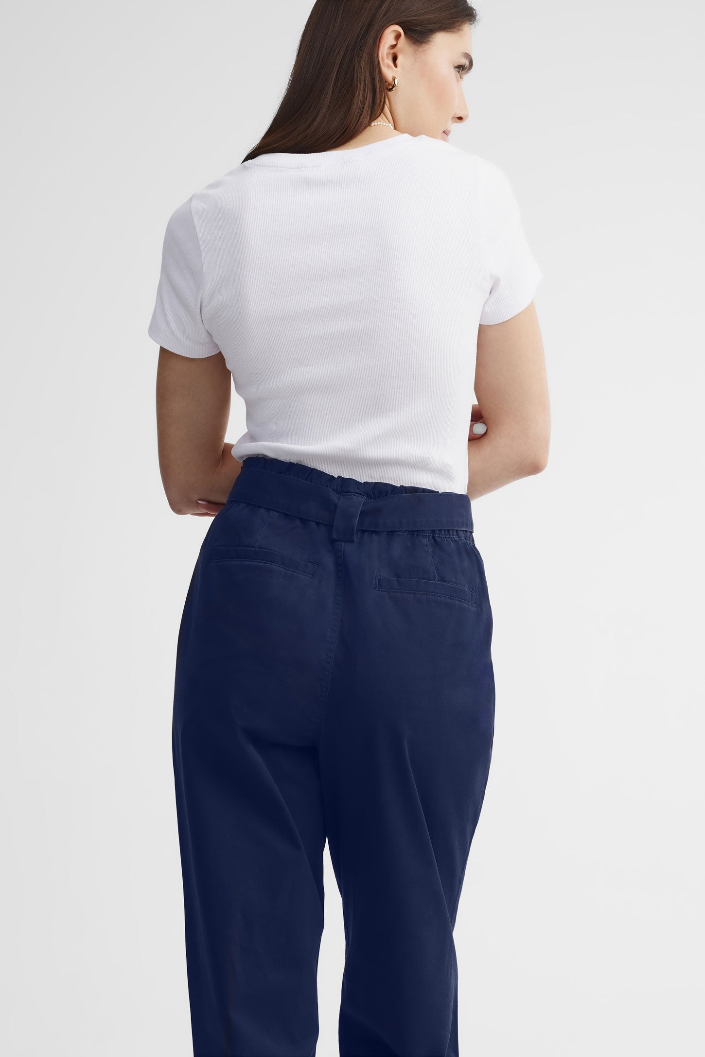 Pantalon ballon taille haute - Femme && BLEU MARINE