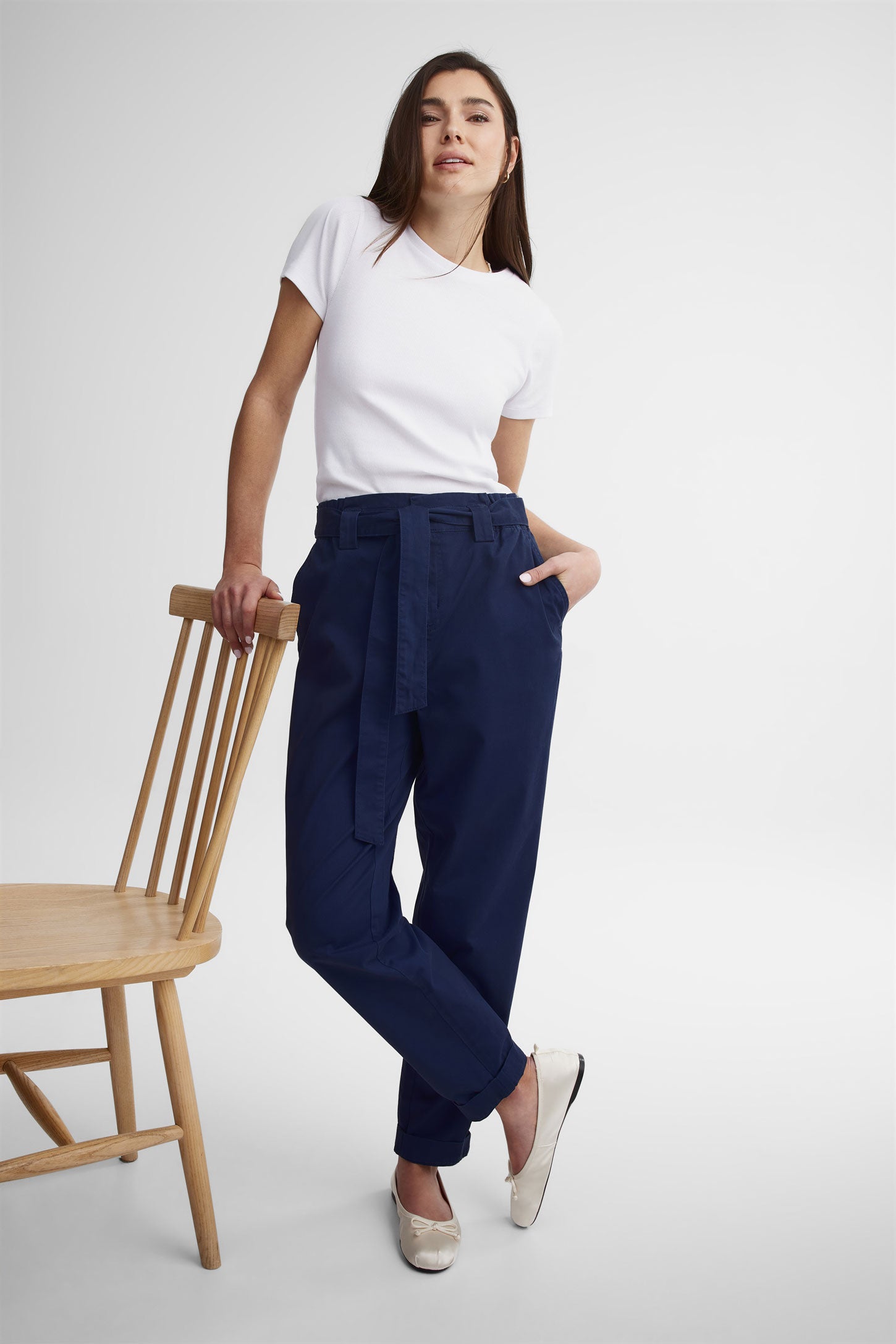 Pantalon ballon taille haute - Femme && BLEU MARINE