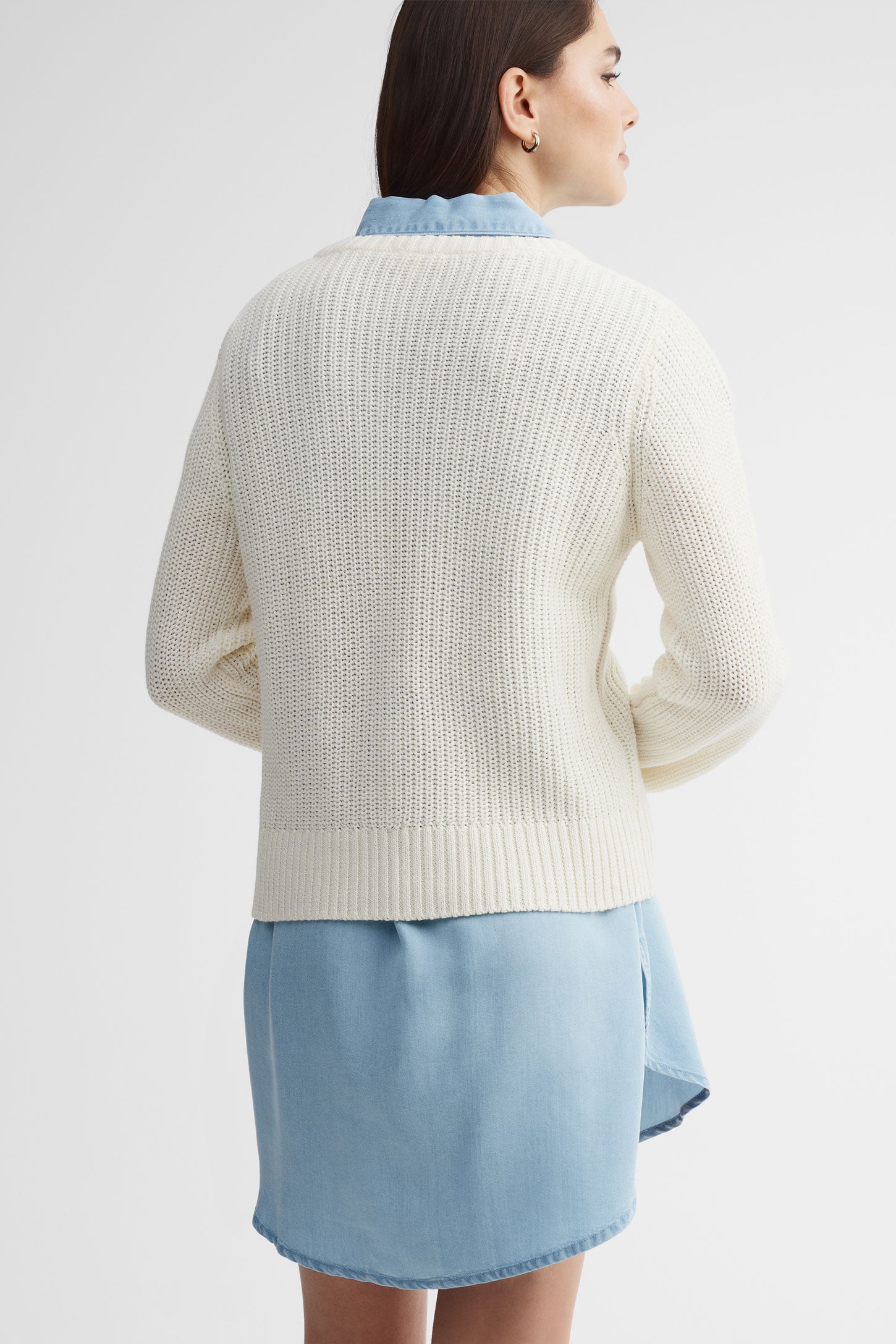 Chandail tricot à fleurs - Femme && IVOIRE