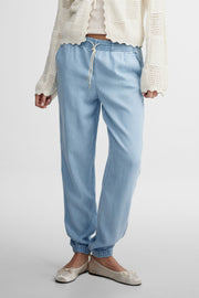 Pantalon jogger en lyocell - Femme && BLEU PALE