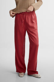 Pantalon jambe large en lyocell - Femme && ROUGE