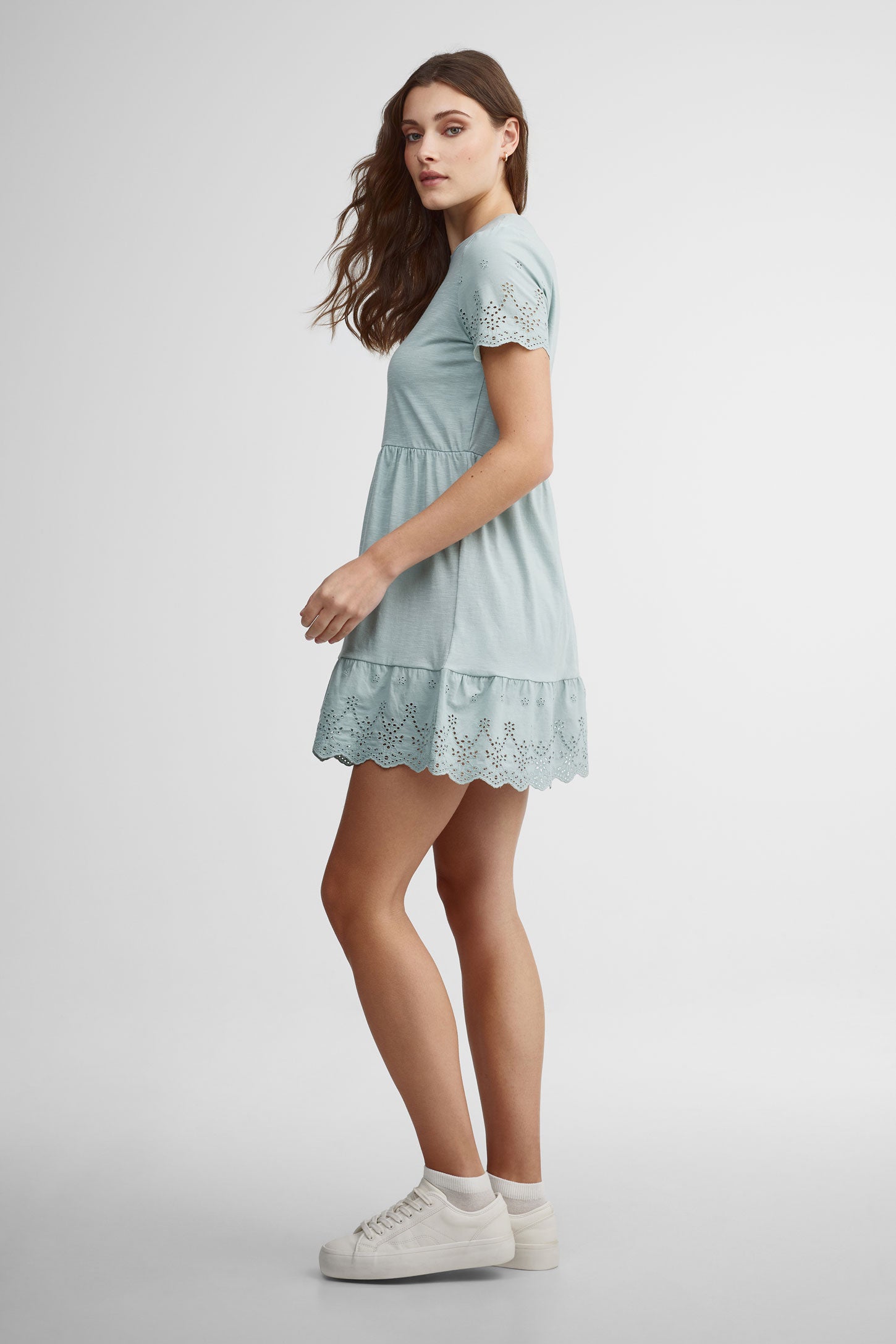 Robe manches courtes broderie anglaise - Femme && AQUA