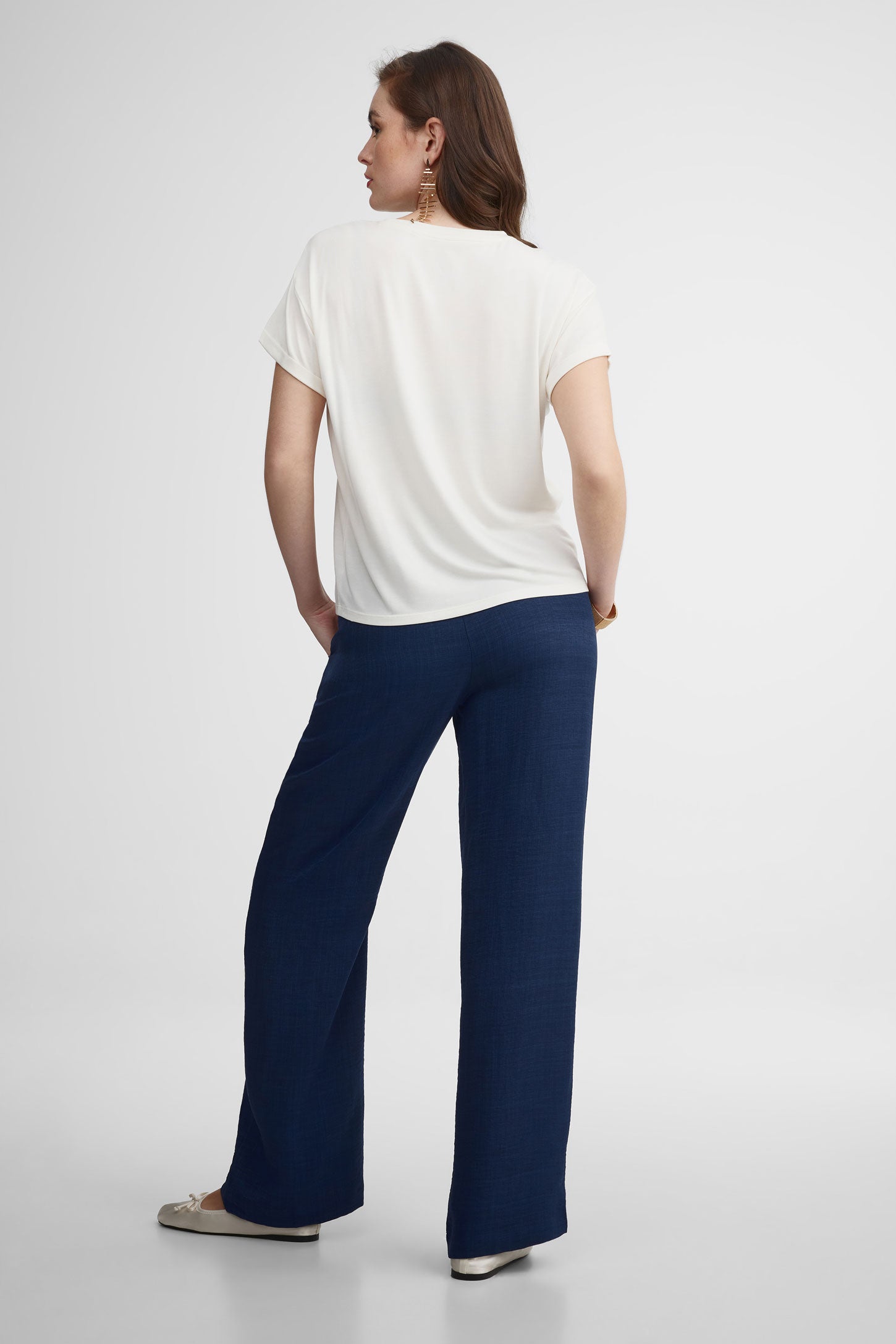 T-shirt col rond imprimé modal - Femme && IVOIRE/MULTI