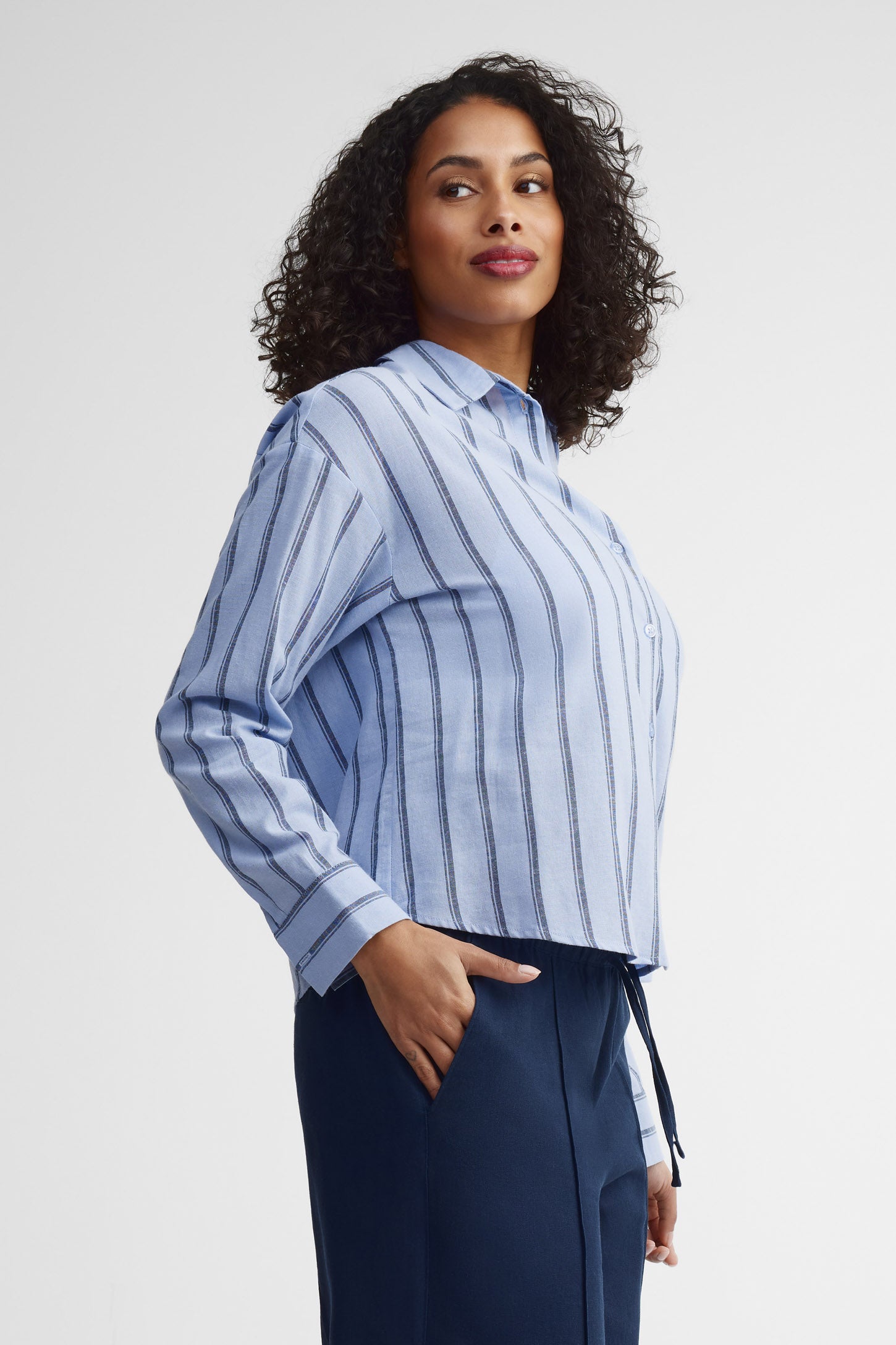 Chemisier rayé - Femme && BLEU MULTI