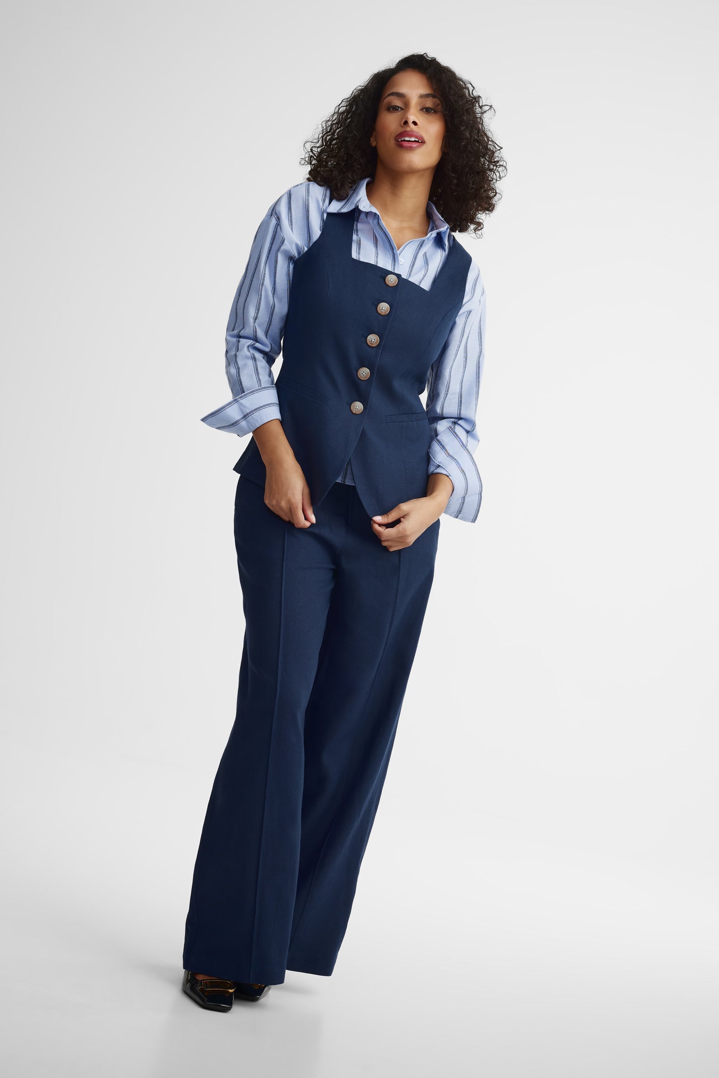 Chemisier rayé - Femme && BLEU MULTI