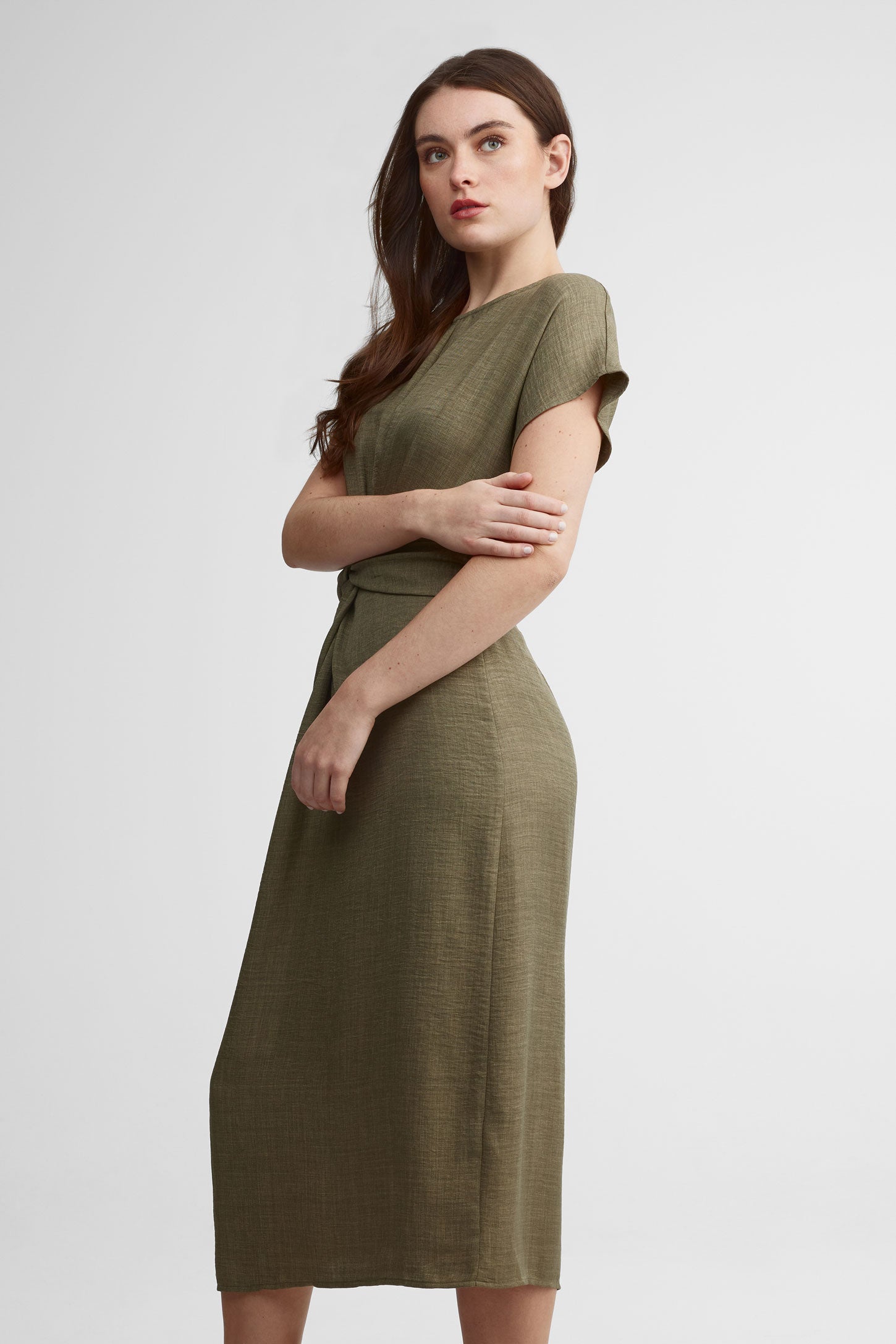 Robe maxi torsadée - Femme && KAKI