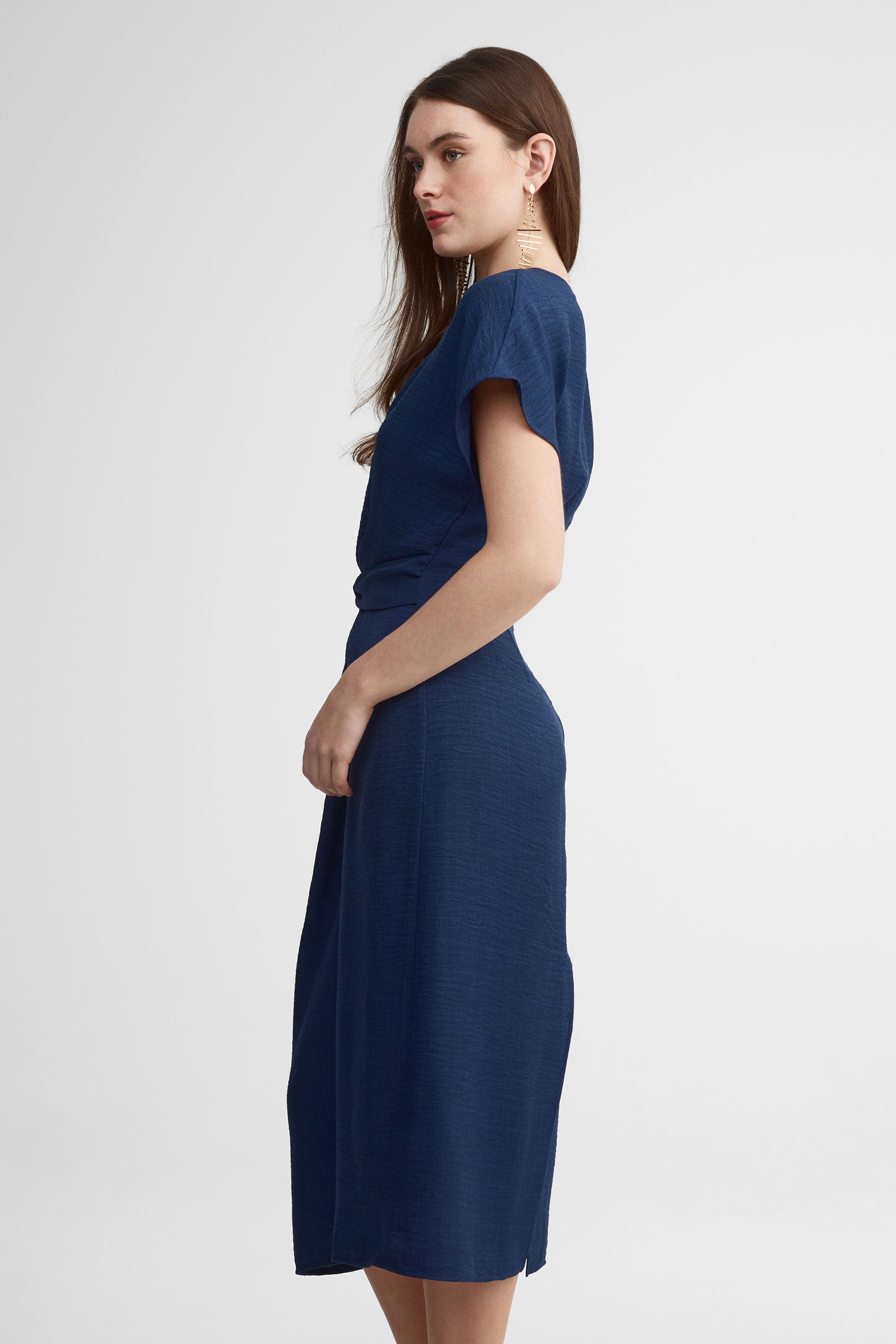 Robe maxi torsadée - Femme && BLEU MARINE
