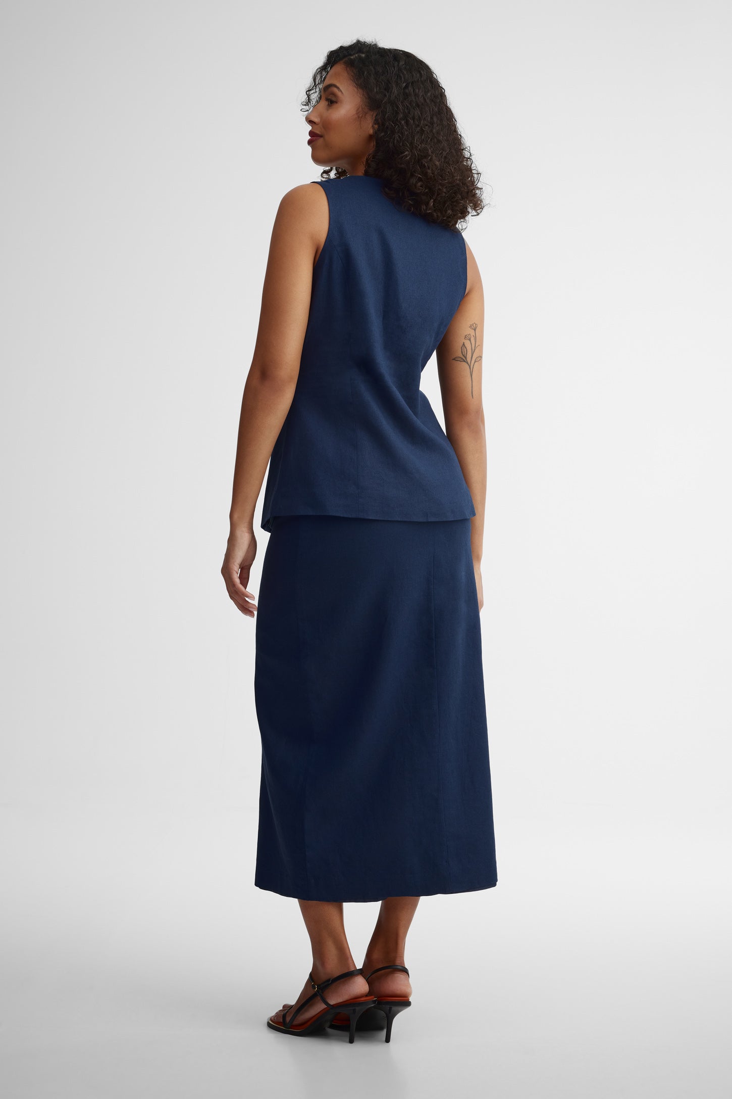 Veste habillée col carré doublée - Femme && BLEU MARINE