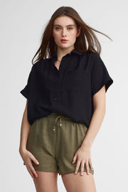 Chemisier manches courtes - Femme && NOIR
