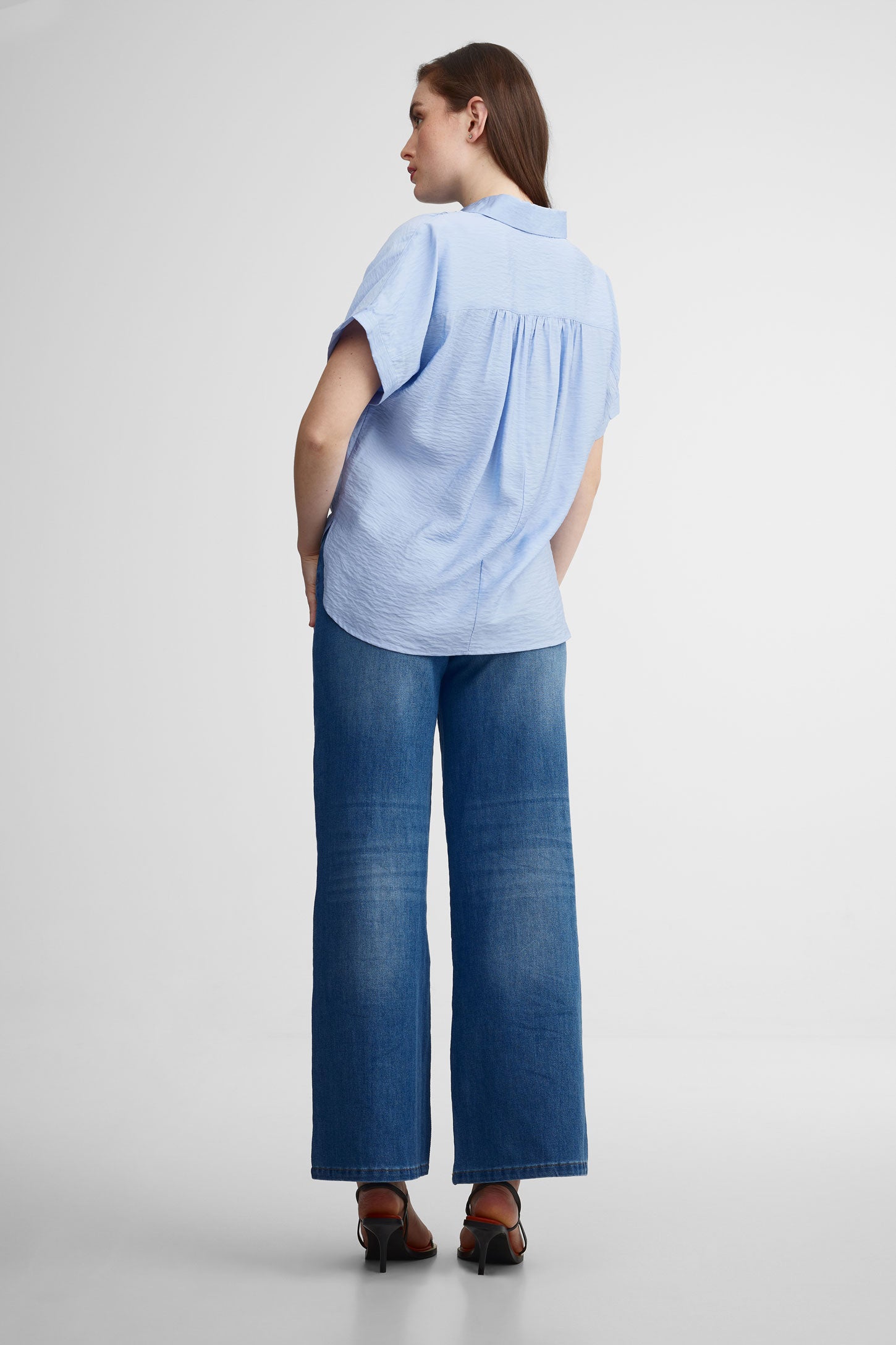 Chemisier manches courtes - Femme && BLEU PALE