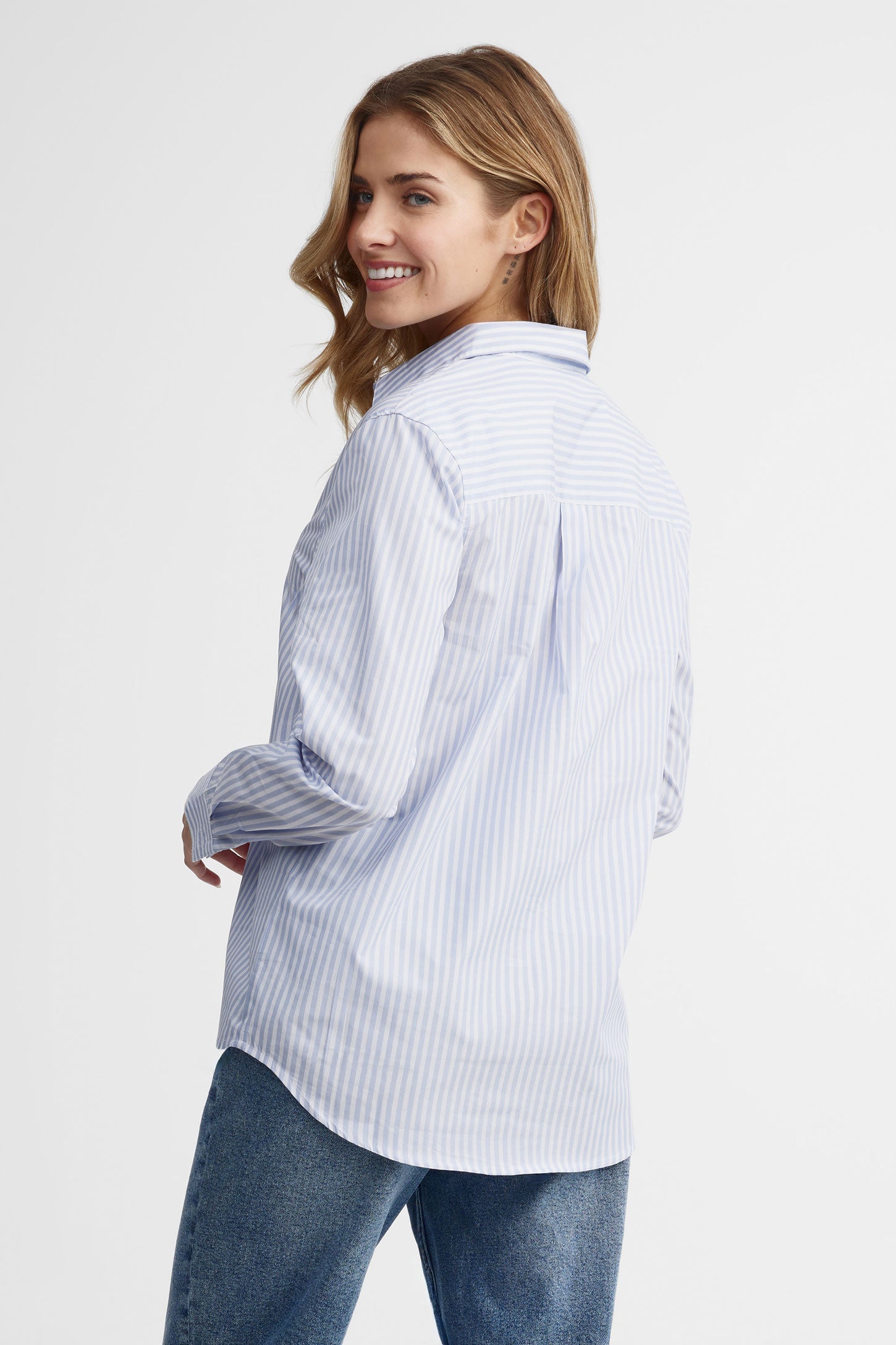 Chemise rayée coton - Femme && BLEU MULTI