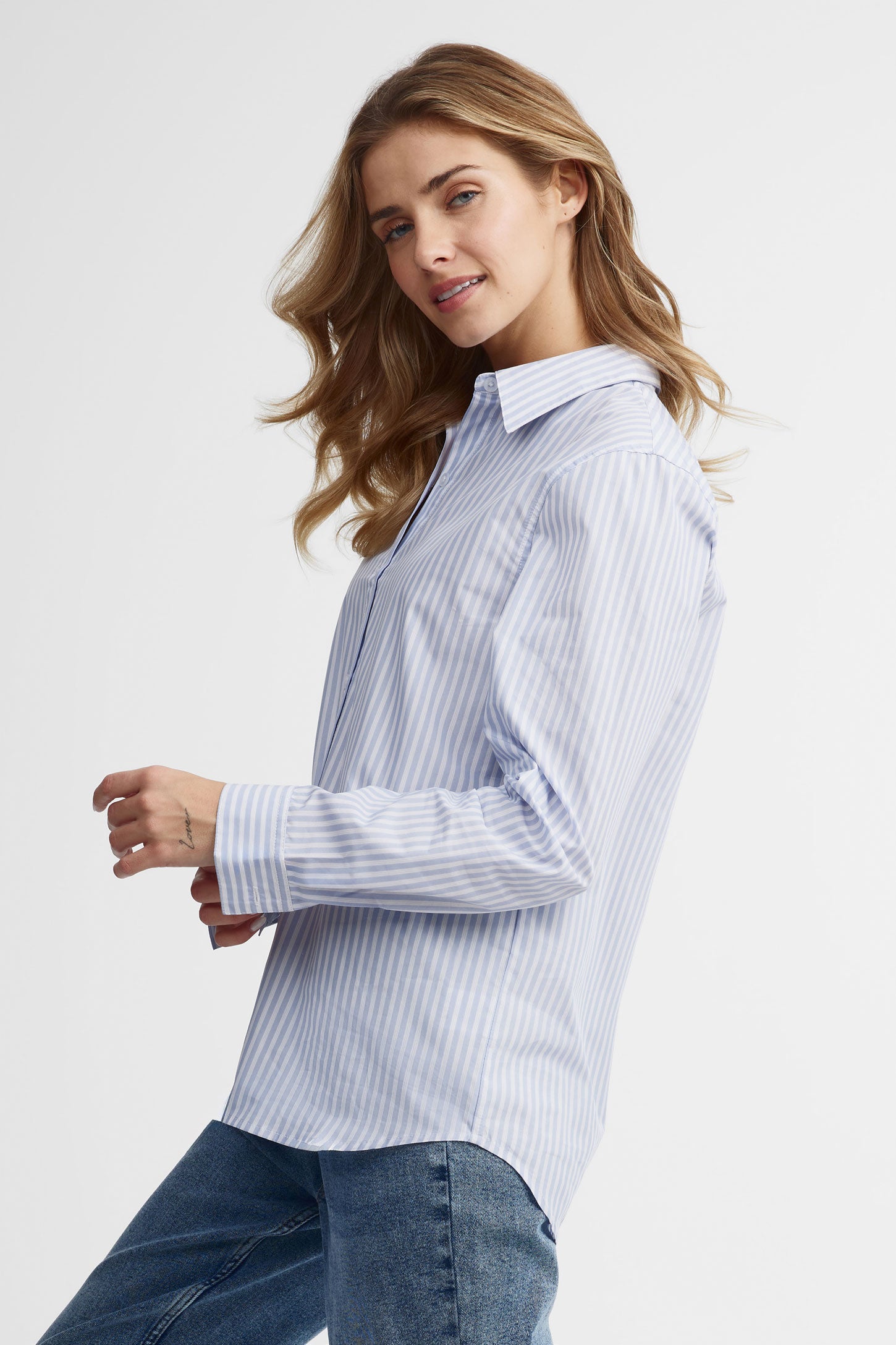 Chemise rayée coton - Femme && BLEU MULTI