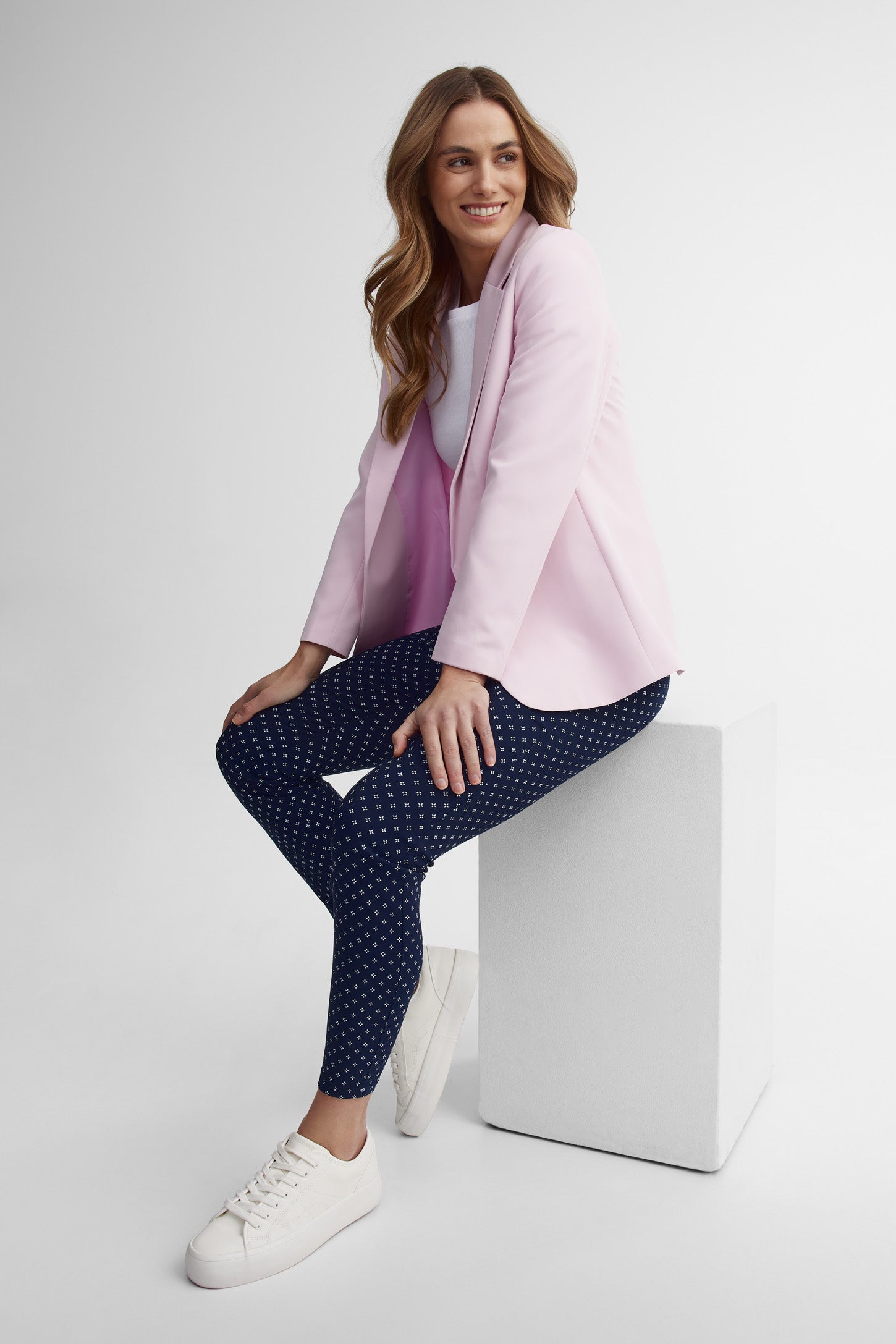 Pantalon ajusté en twill - Femme && MARIN/MULTI