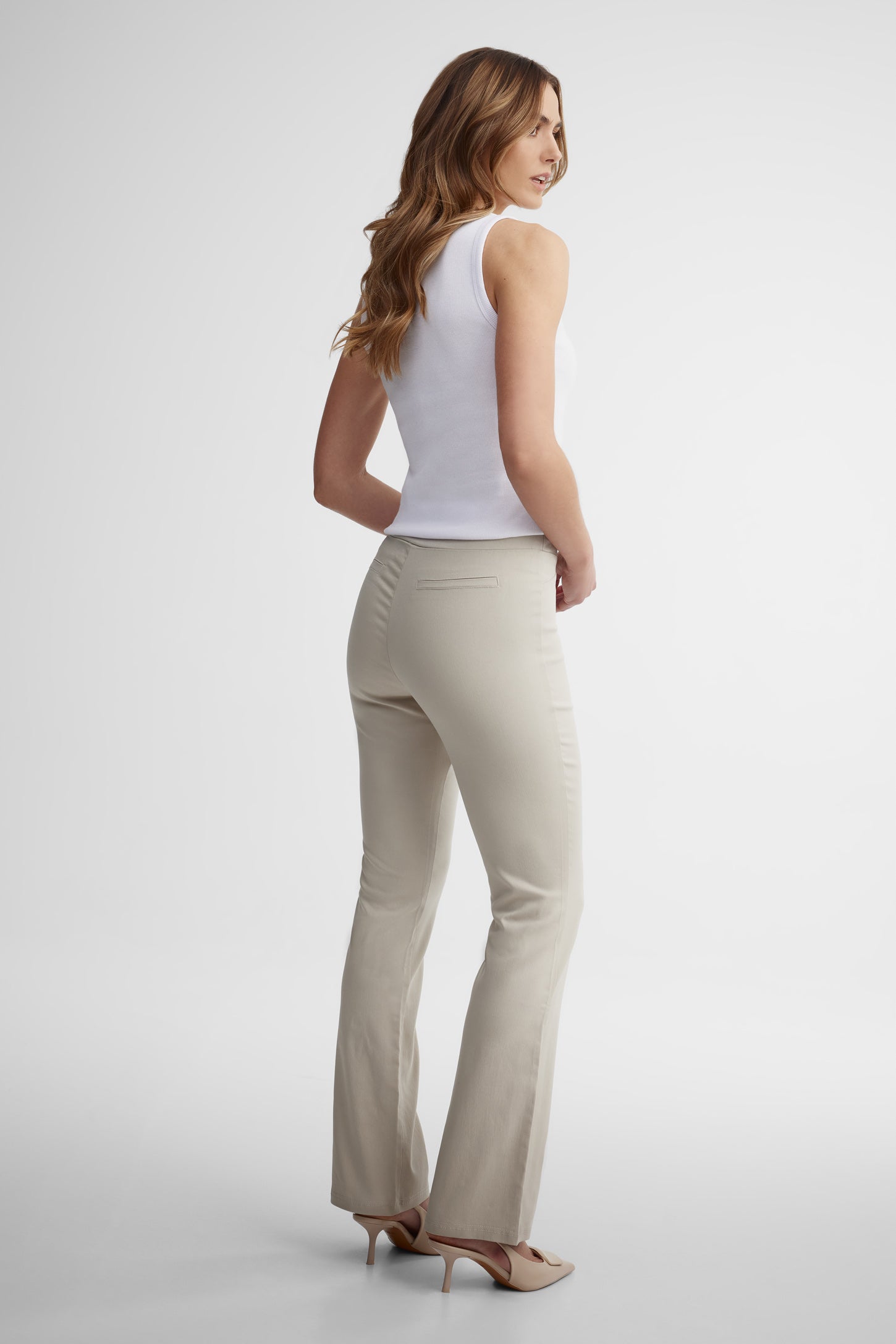 Pantalon ''bootcut'' en twill - Femme && BEIGE