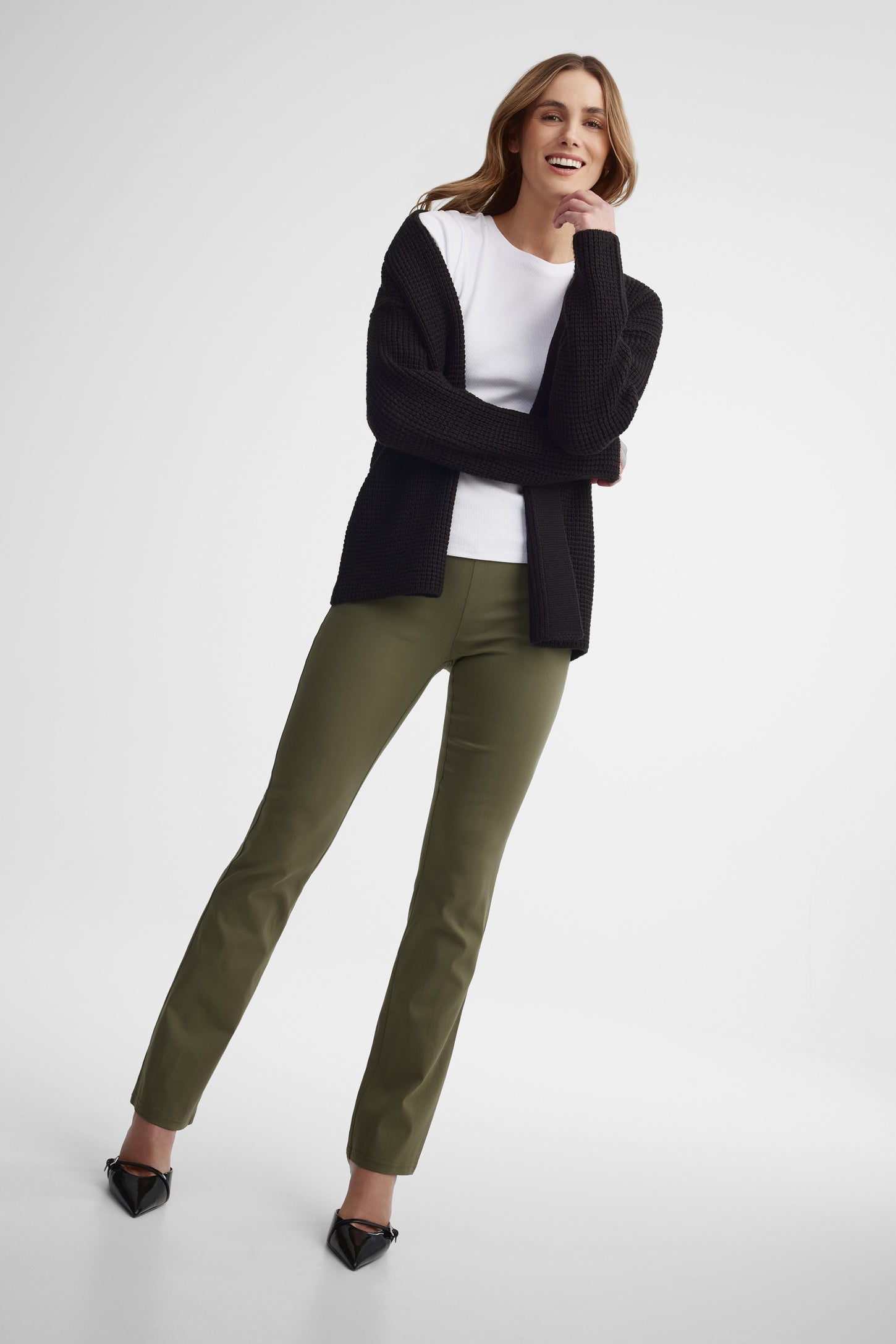 Pantalon ''bootcut'' en twill - Femme && KAKI