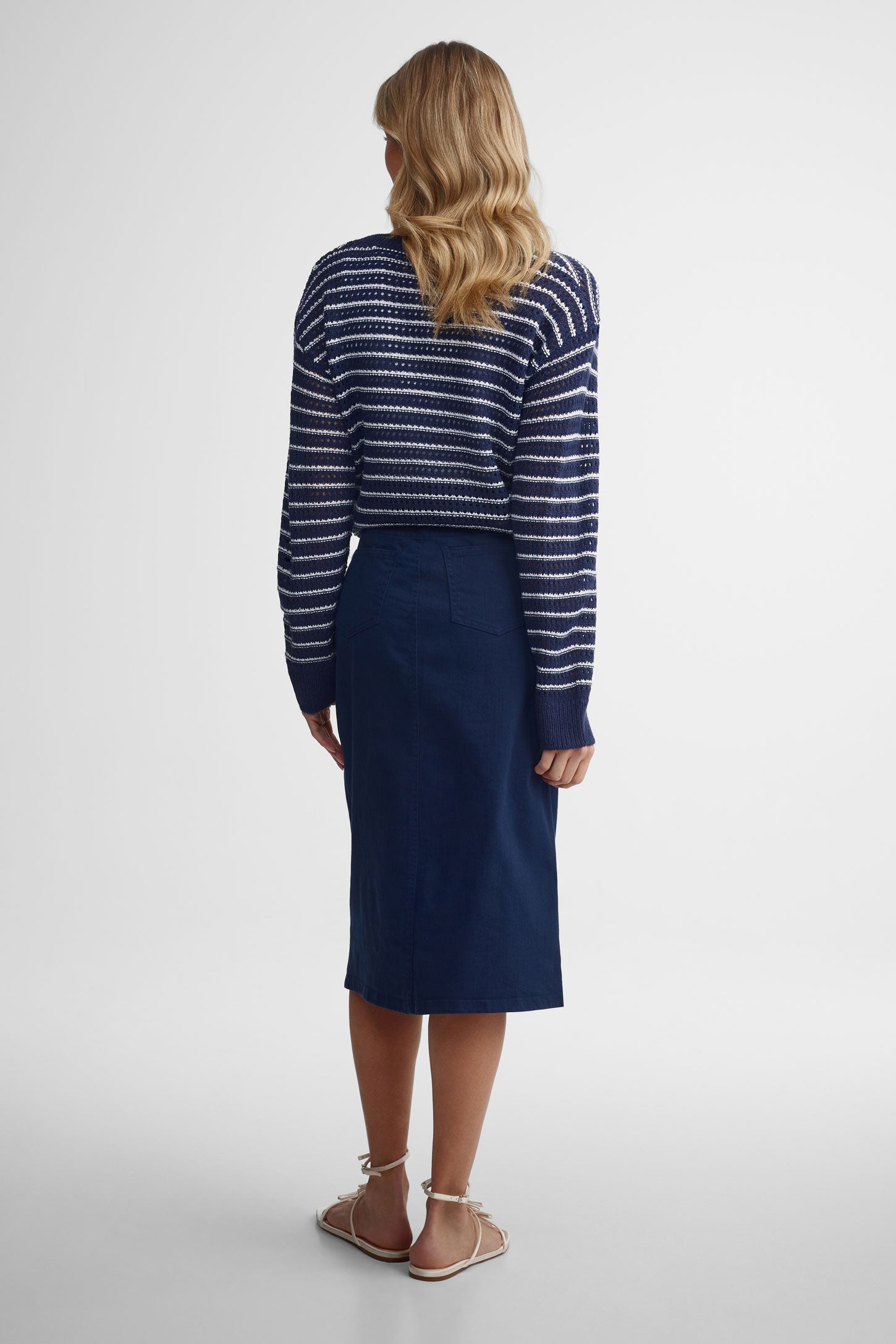 Jupe midi twill extensible - Femme && MARIN