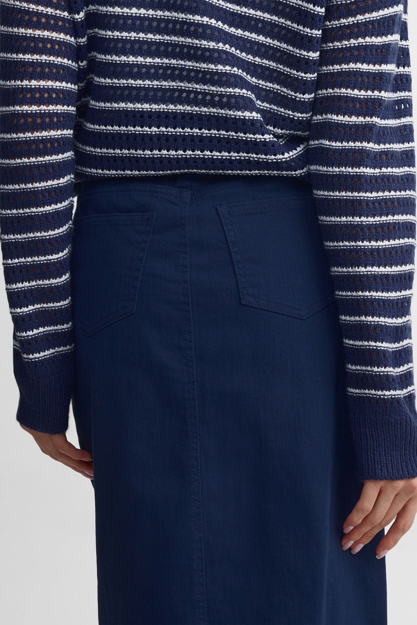 Jupe midi twill extensible - Femme && MARIN