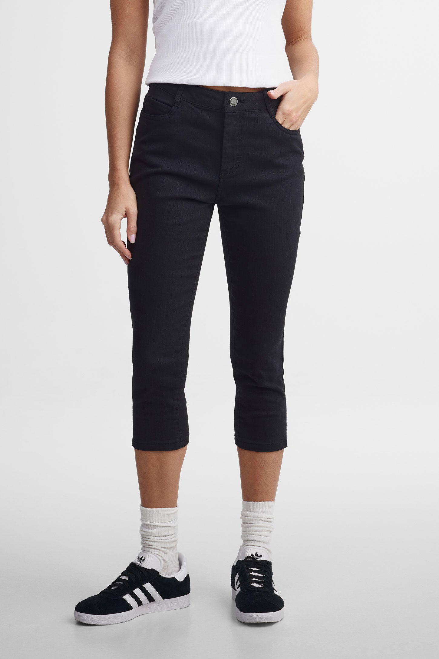 Capri 5 poches extensible coupe ajustée en twill - Femme && NOIR
