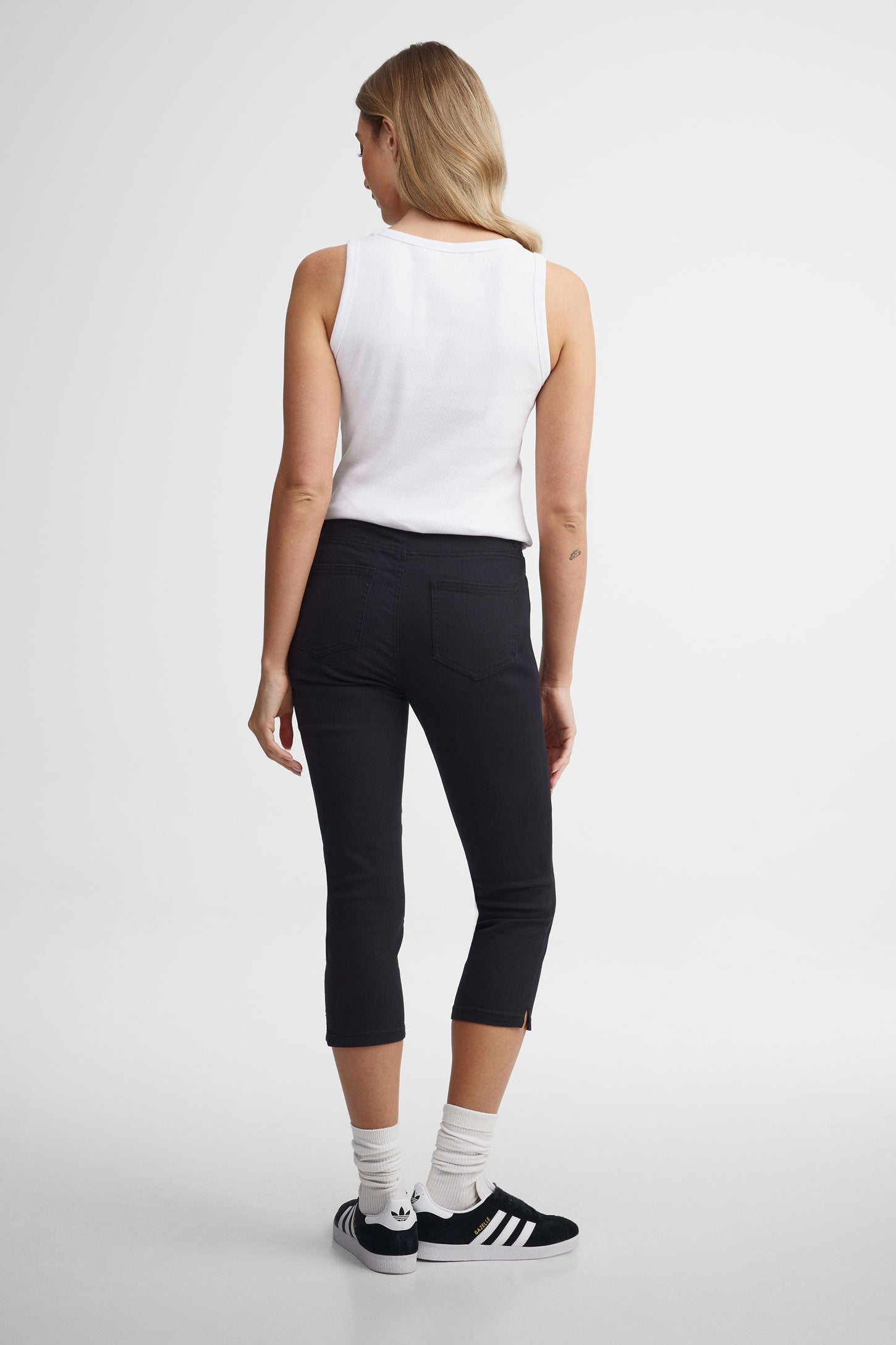 Capri 5 poches extensible coupe ajustée en twill - Femme && NOIR