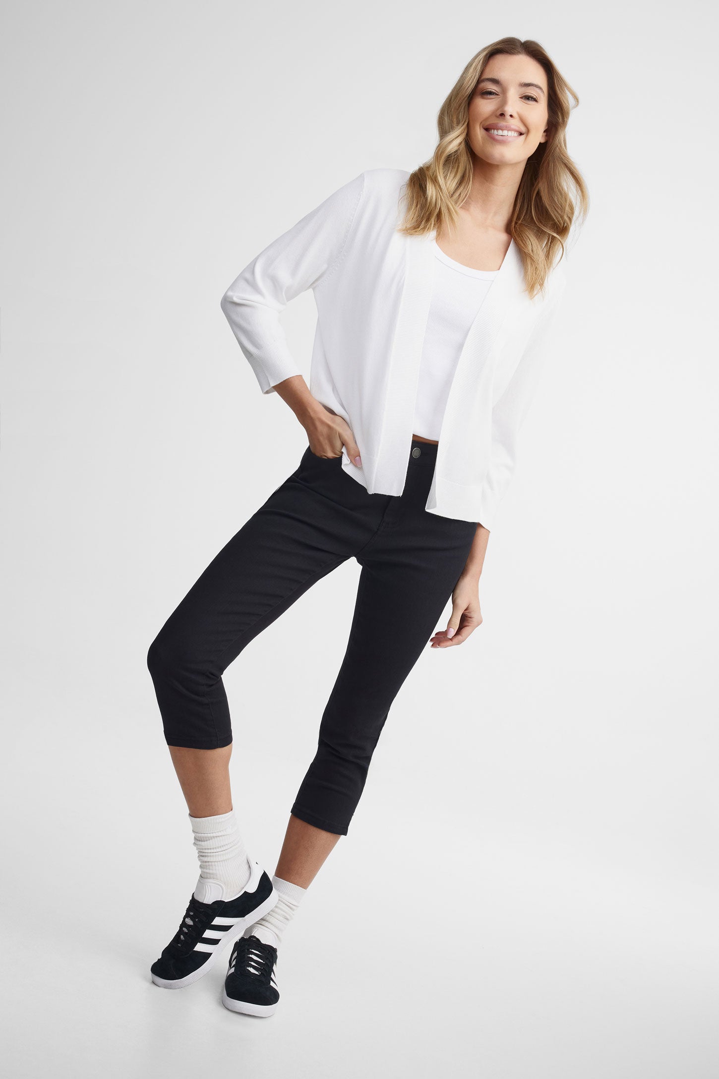 Capri 5 poches extensible coupe ajustée en twill - Femme && NOIR