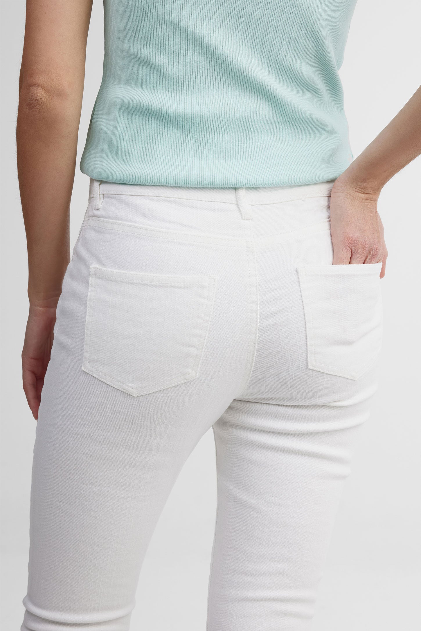 Capri 5 poches extensible coupe ajustée en twill - Femme && BLANC