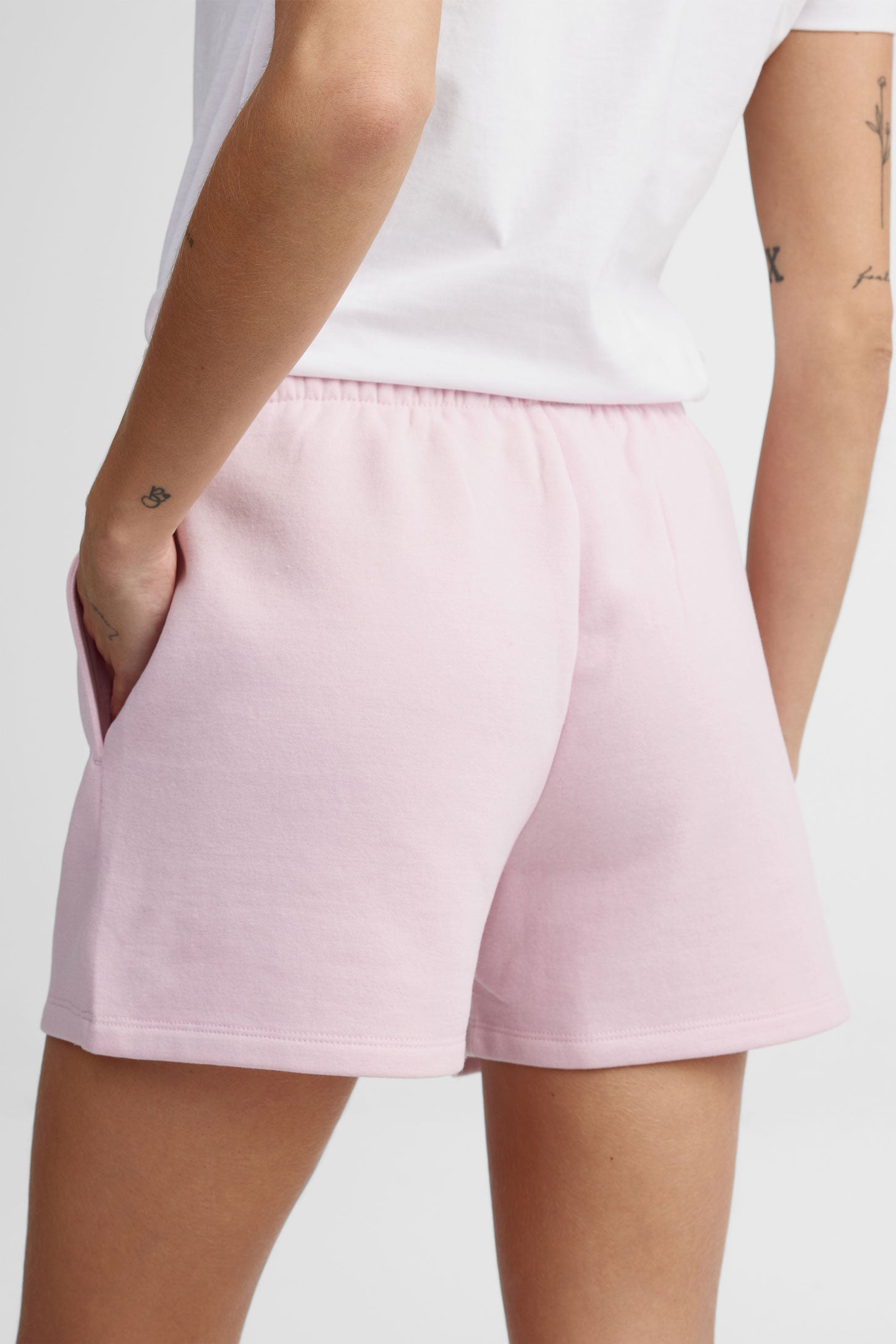 Short taille haute coton ouaté - Femme && ROSE